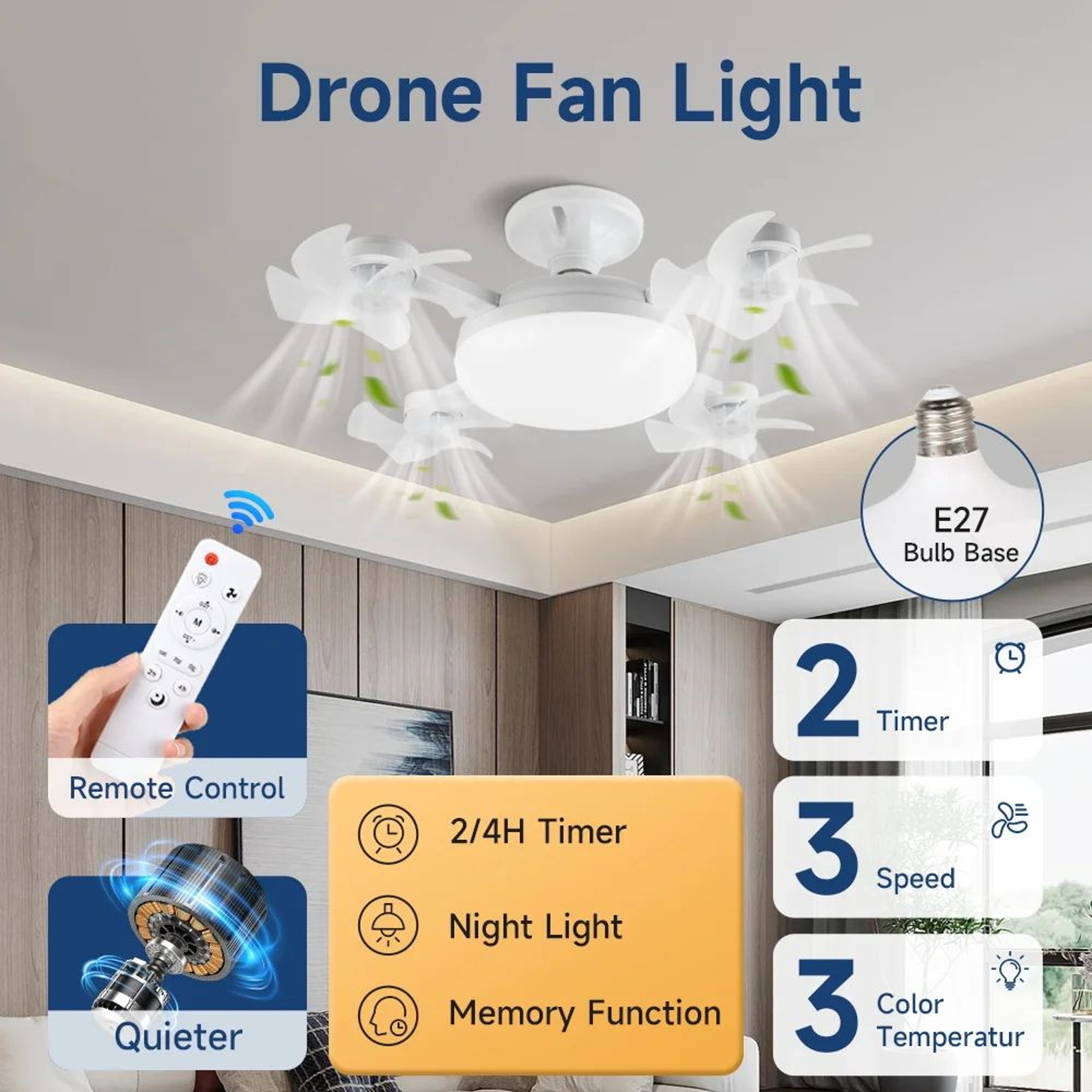 Modern LED Ceiling Fan With Remote Control And Adjustable Speed 6