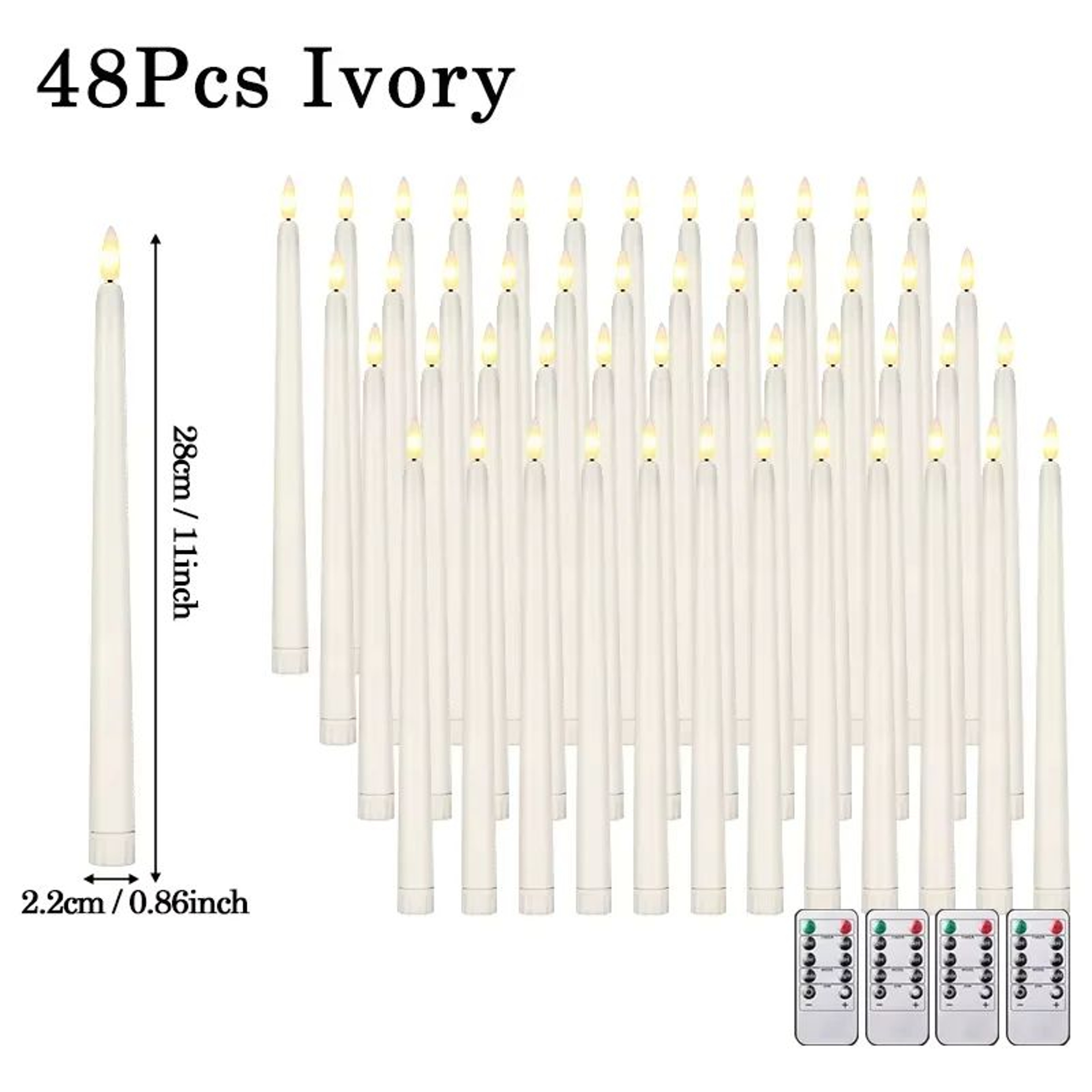 Flameless LED Taper Candles Set With Flickering Light 19