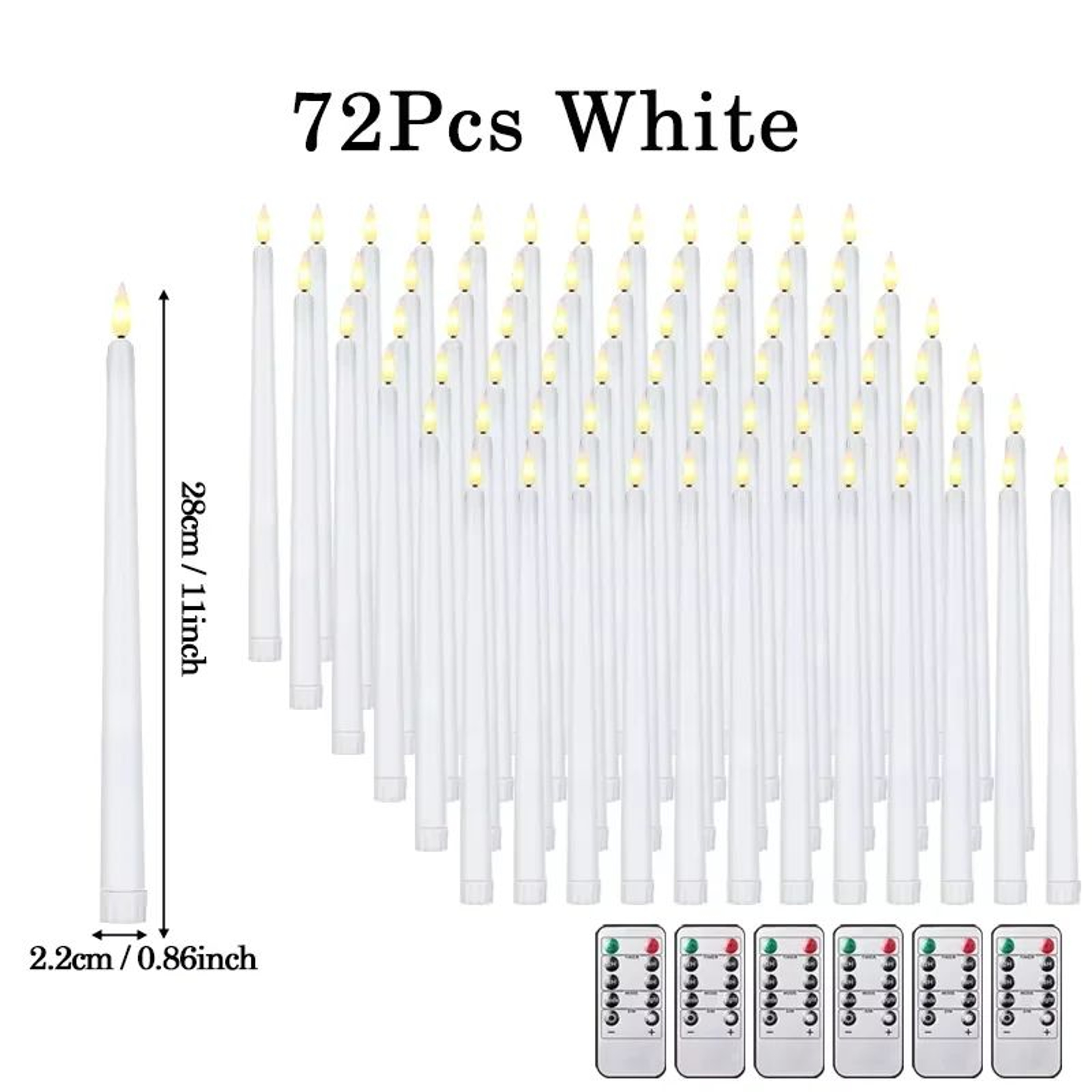 Flameless LED Taper Candles Set With Flickering Light 20