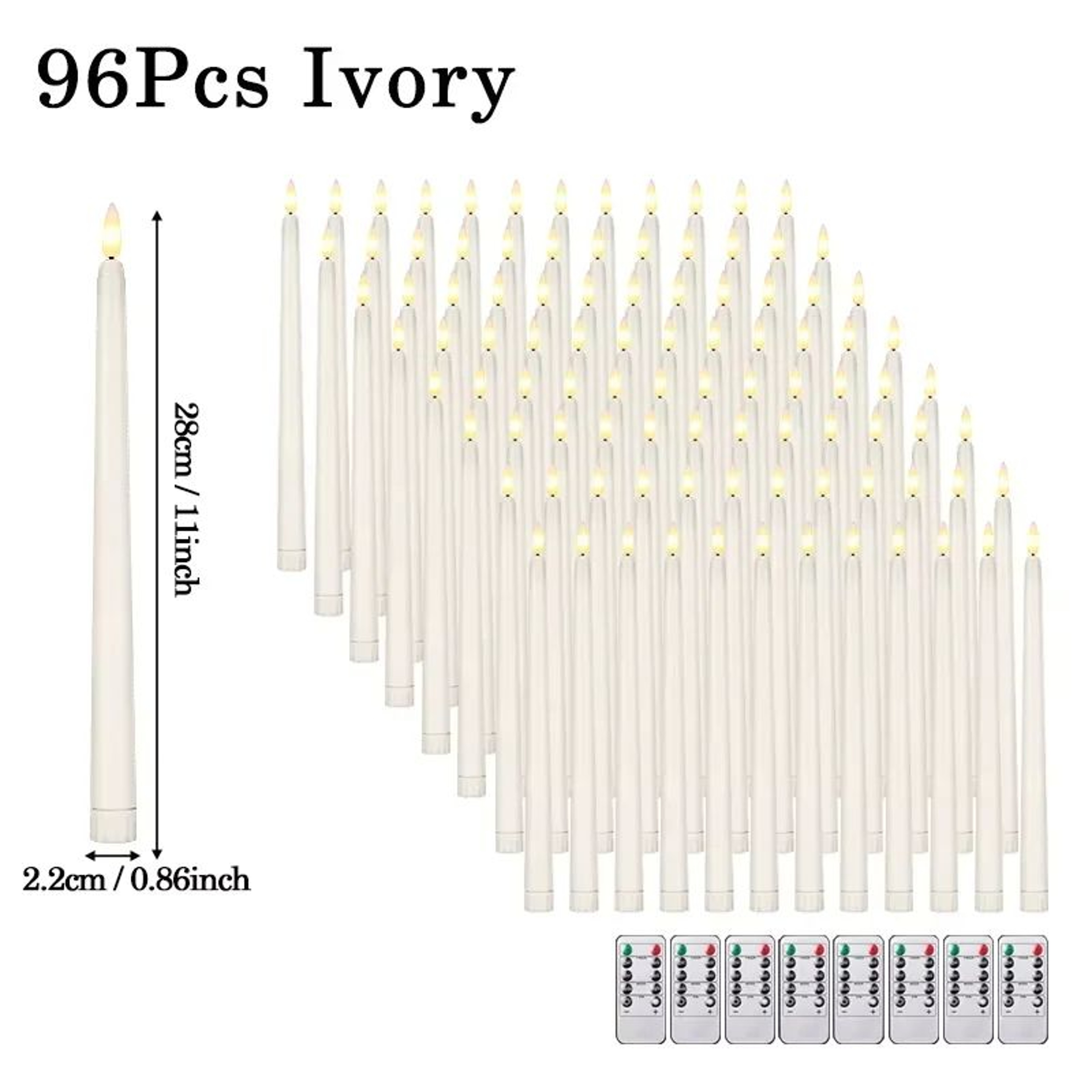 Flameless LED Taper Candles Set With Flickering Light 21
