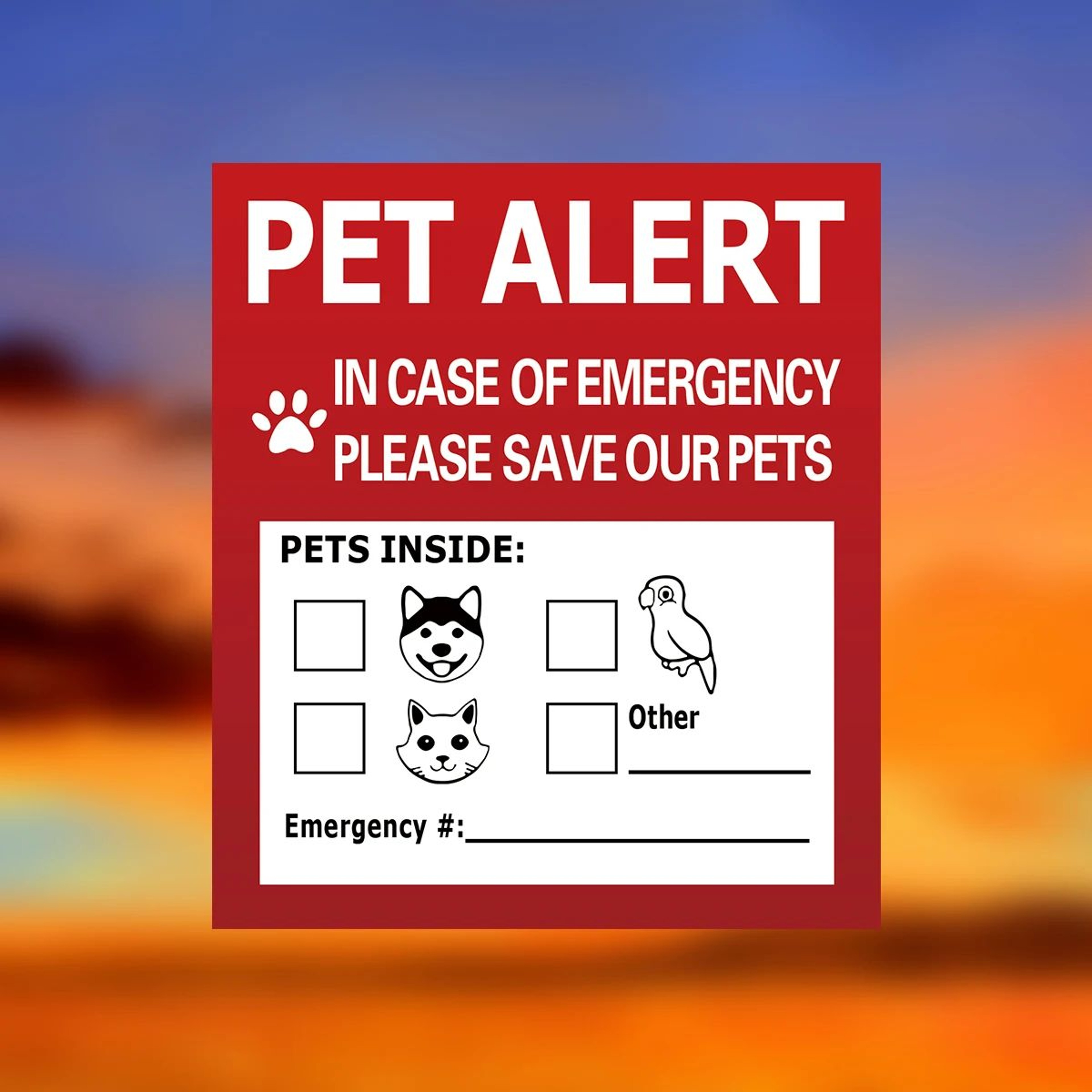 Pet Alert Emergency Window Sticker Set 1