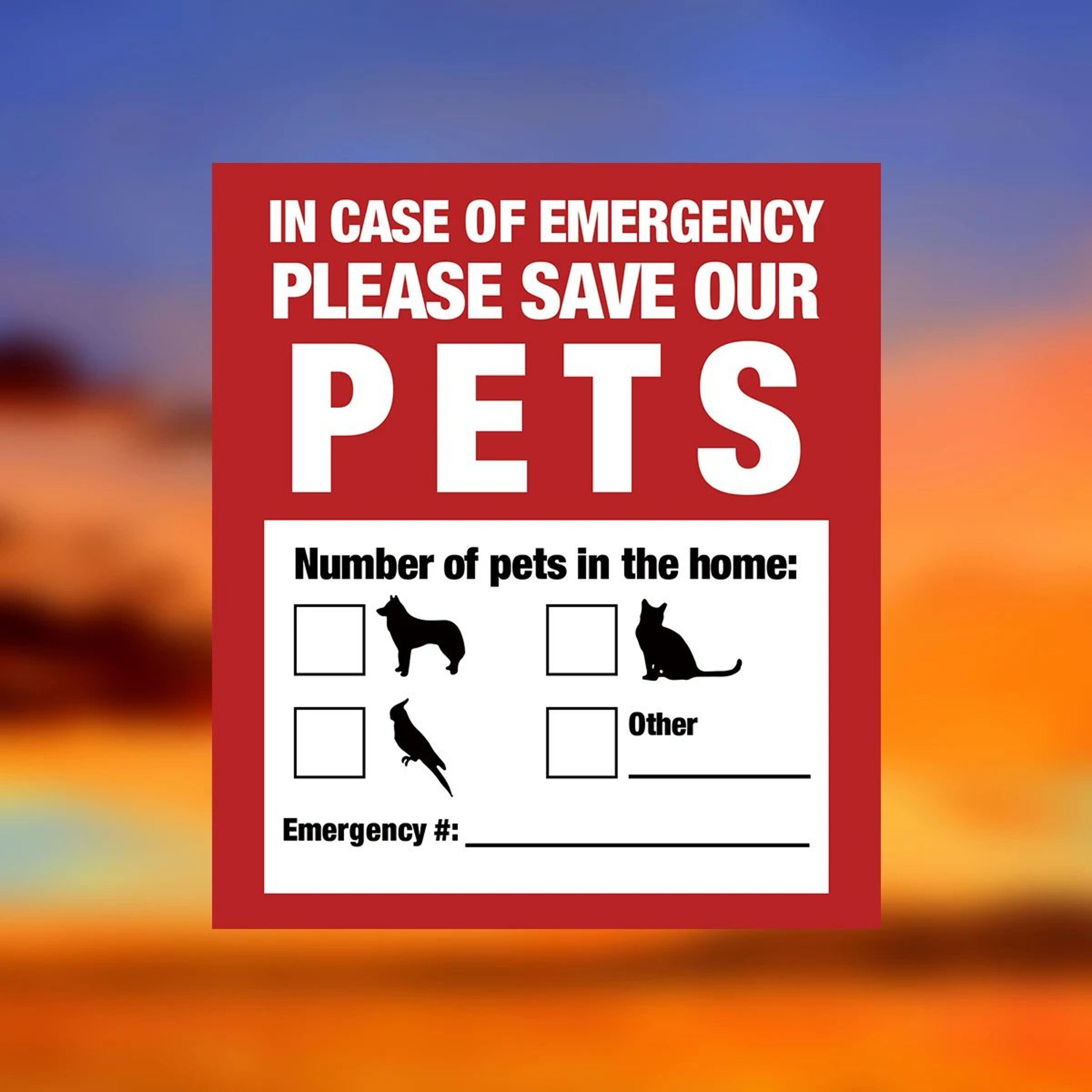 Pet Alert Emergency Window Sticker Set 11