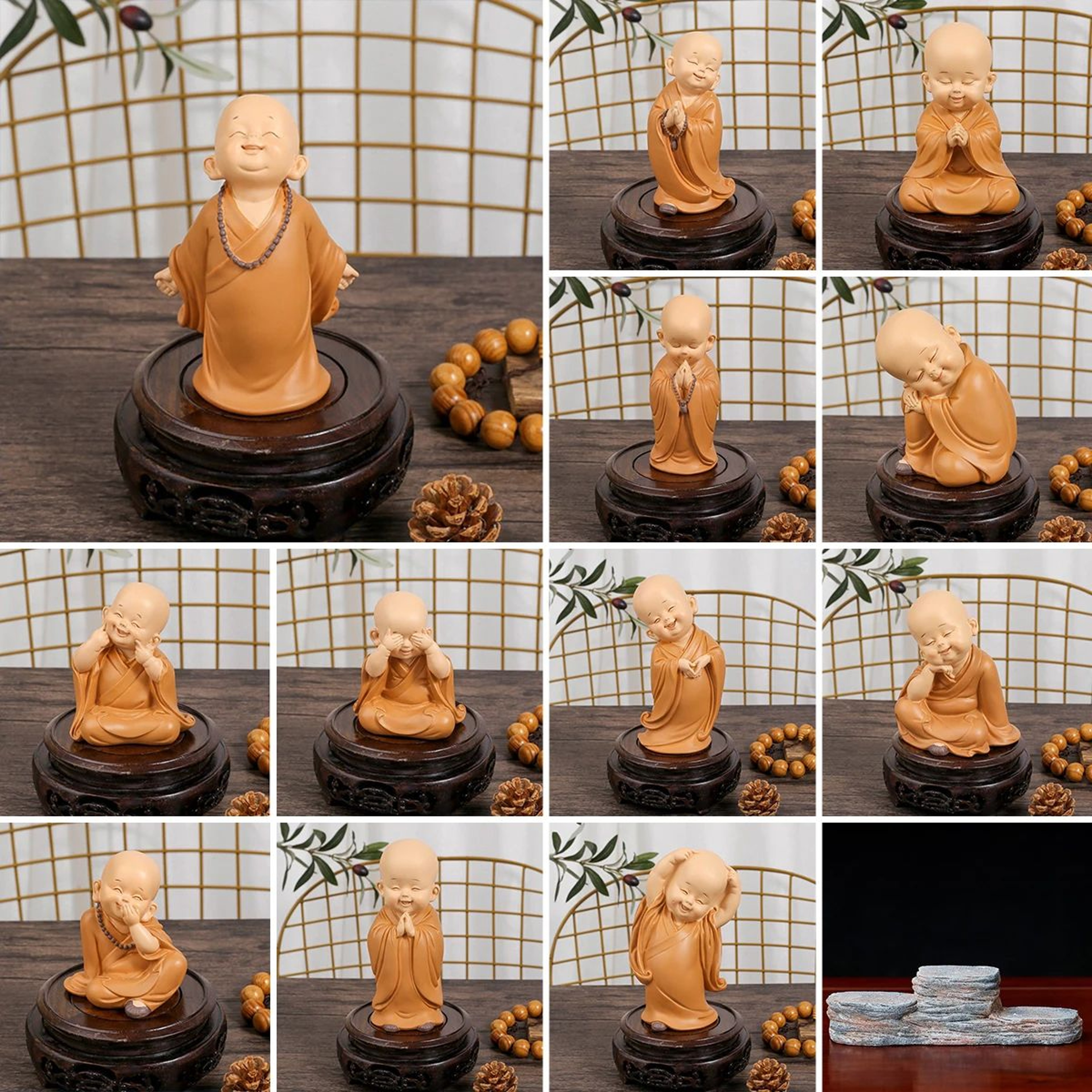 Cute Mini Monk Buddha Resin Figurine 1