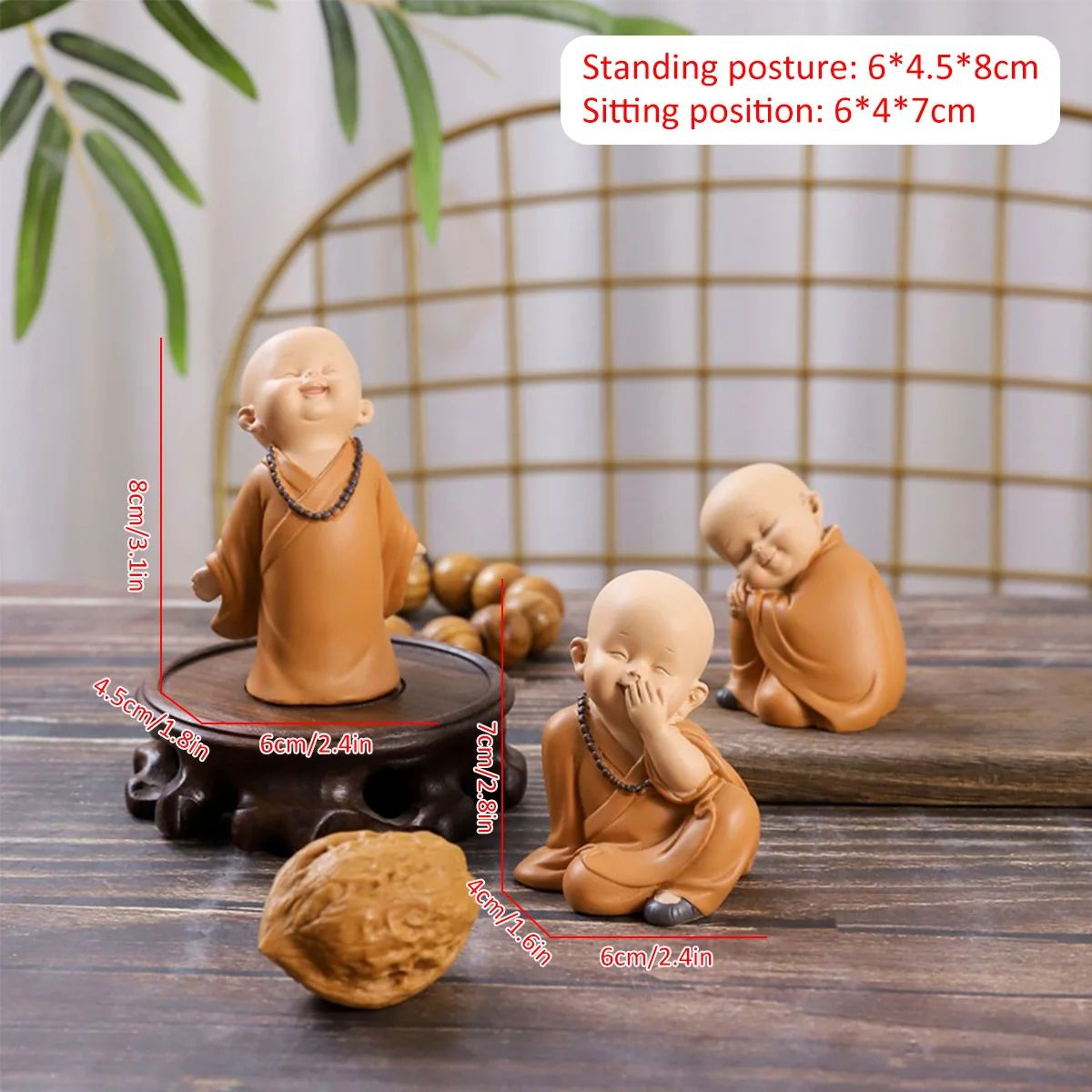 Cute Mini Monk Buddha Resin Figurine 2