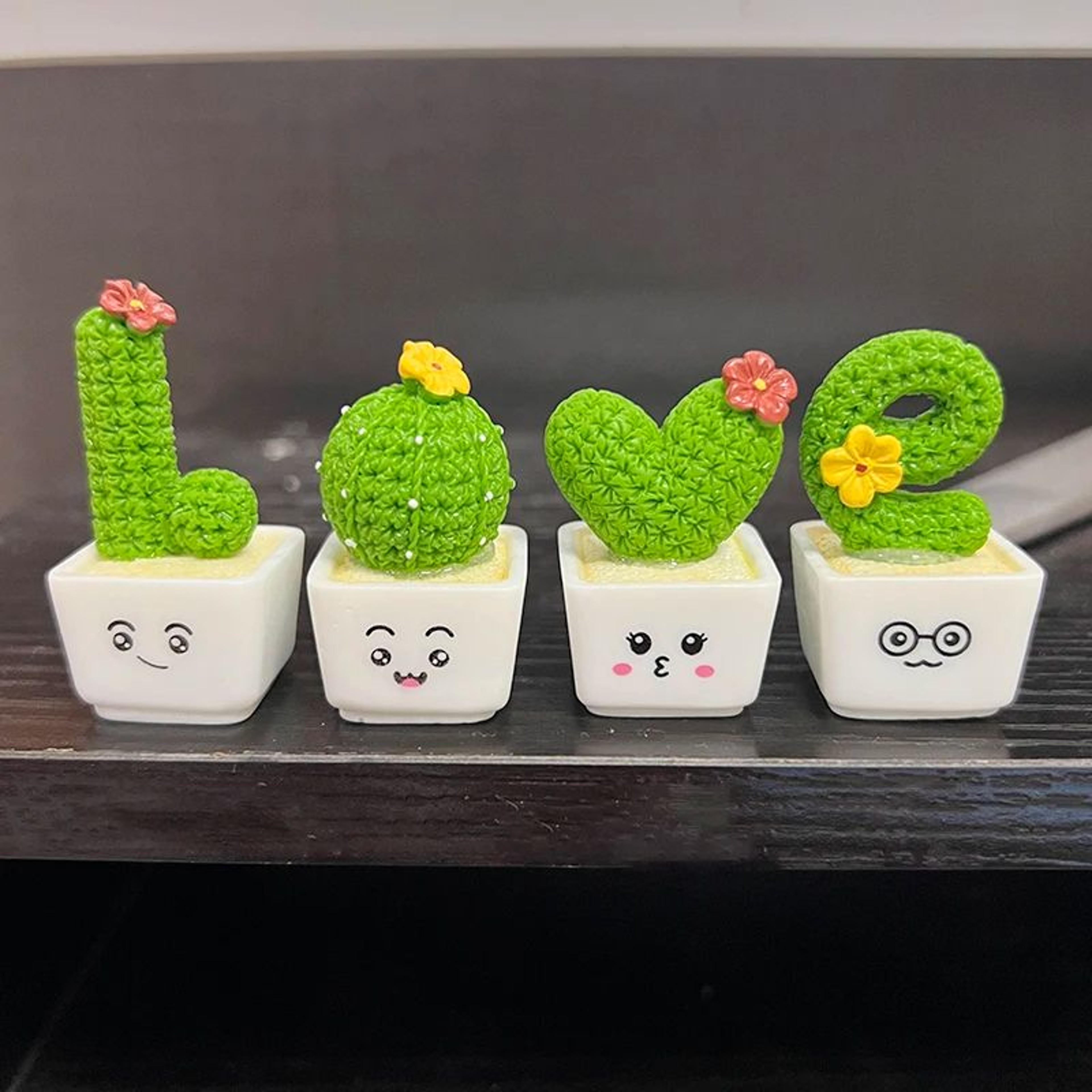 Mini Resin Succulent Cactus Decor Set 5