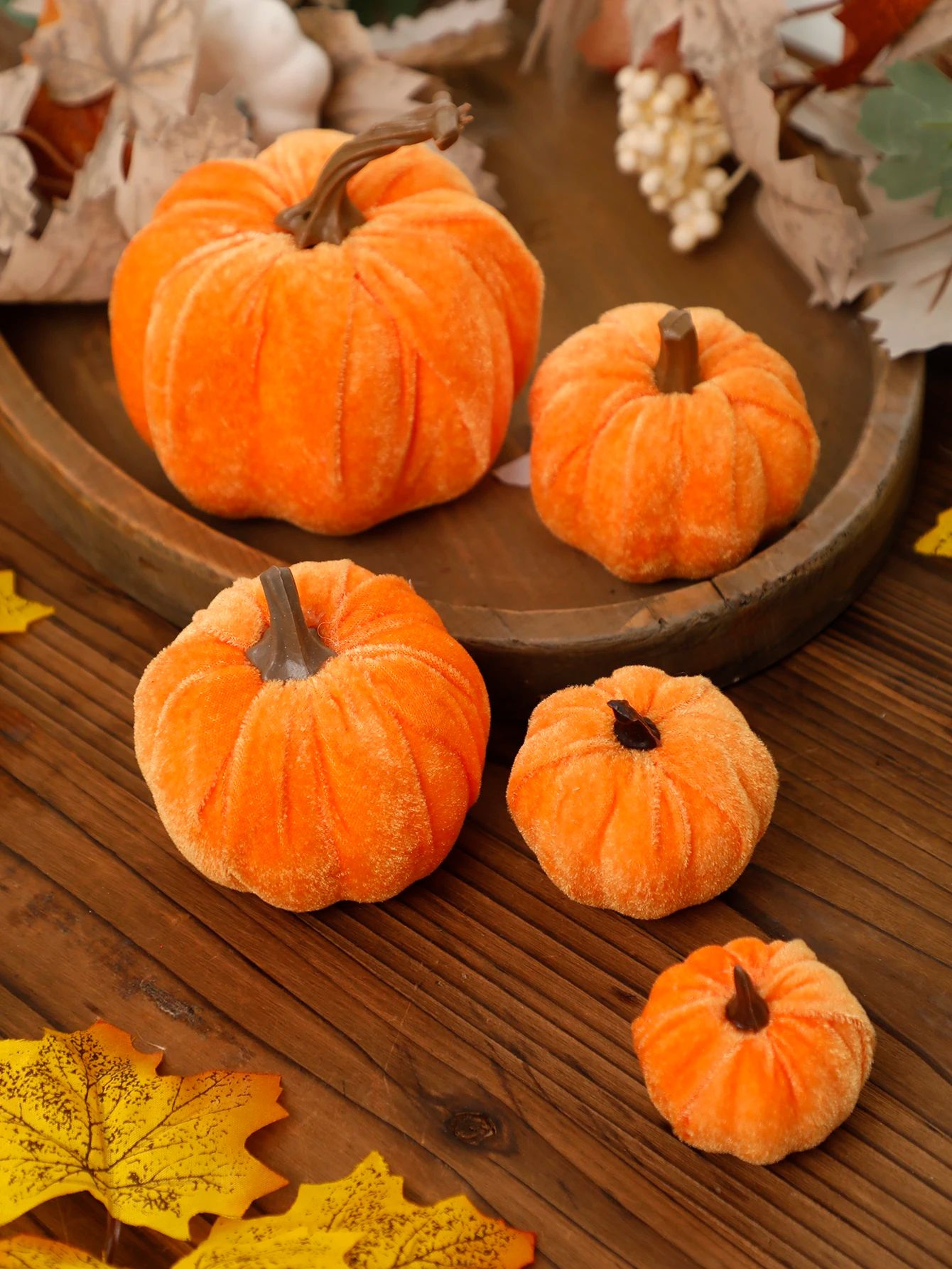 Velvet Artificial Pumpkin Fall Decor Ornament 0