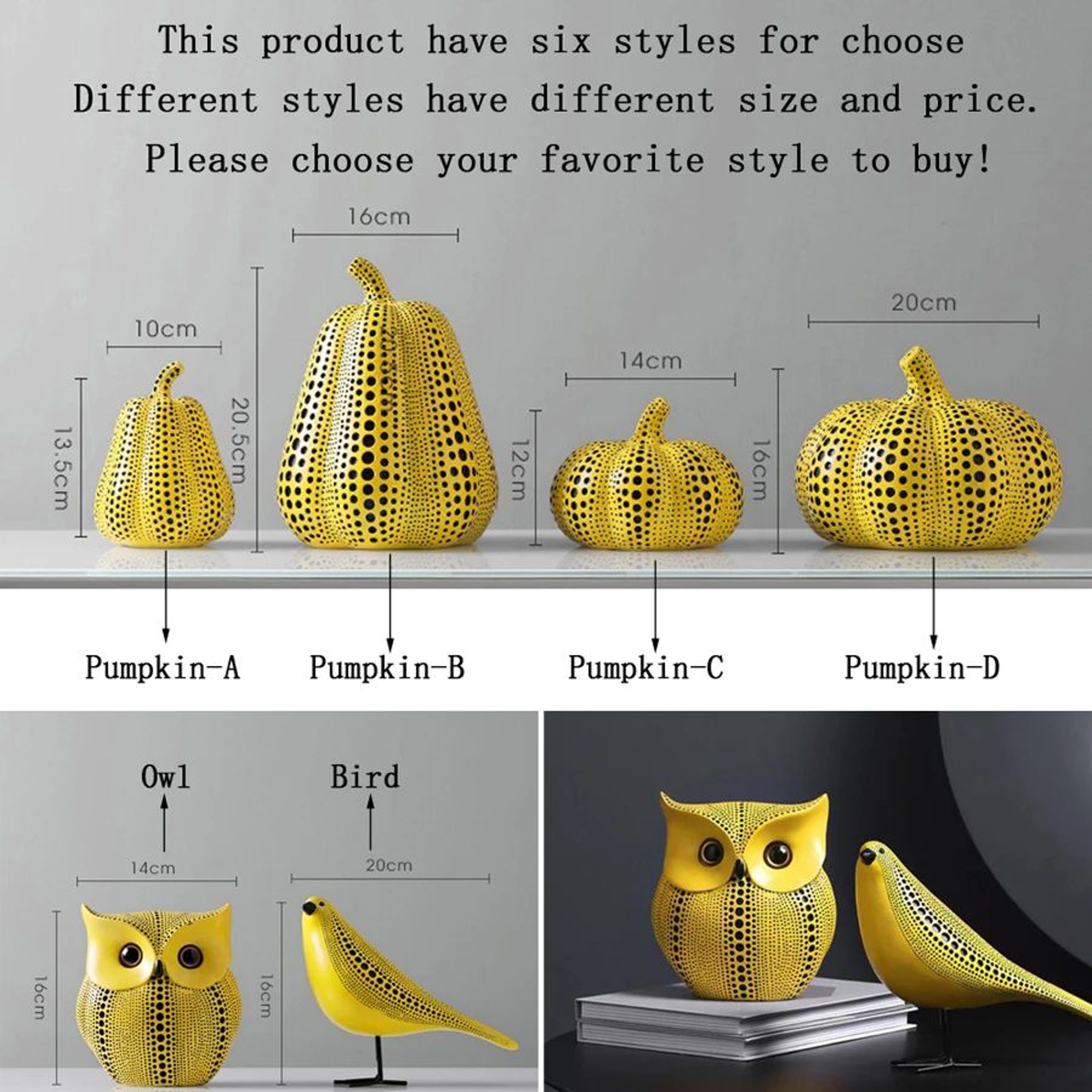 Cute Owl Pumpkin Desktop Decoration Figurine 1