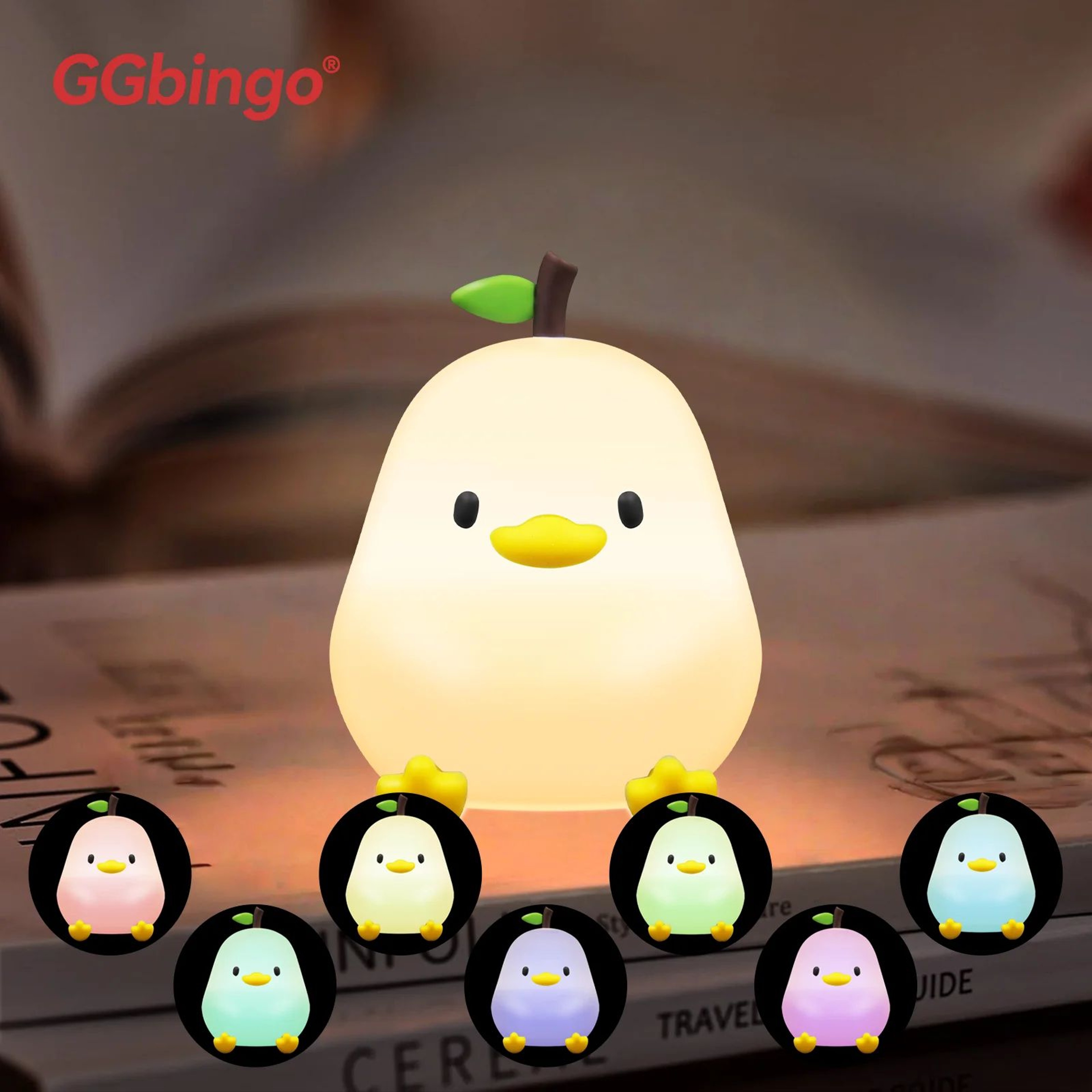 Cute Pear Duck Night Light Touch Control Silicone Lamp 5
