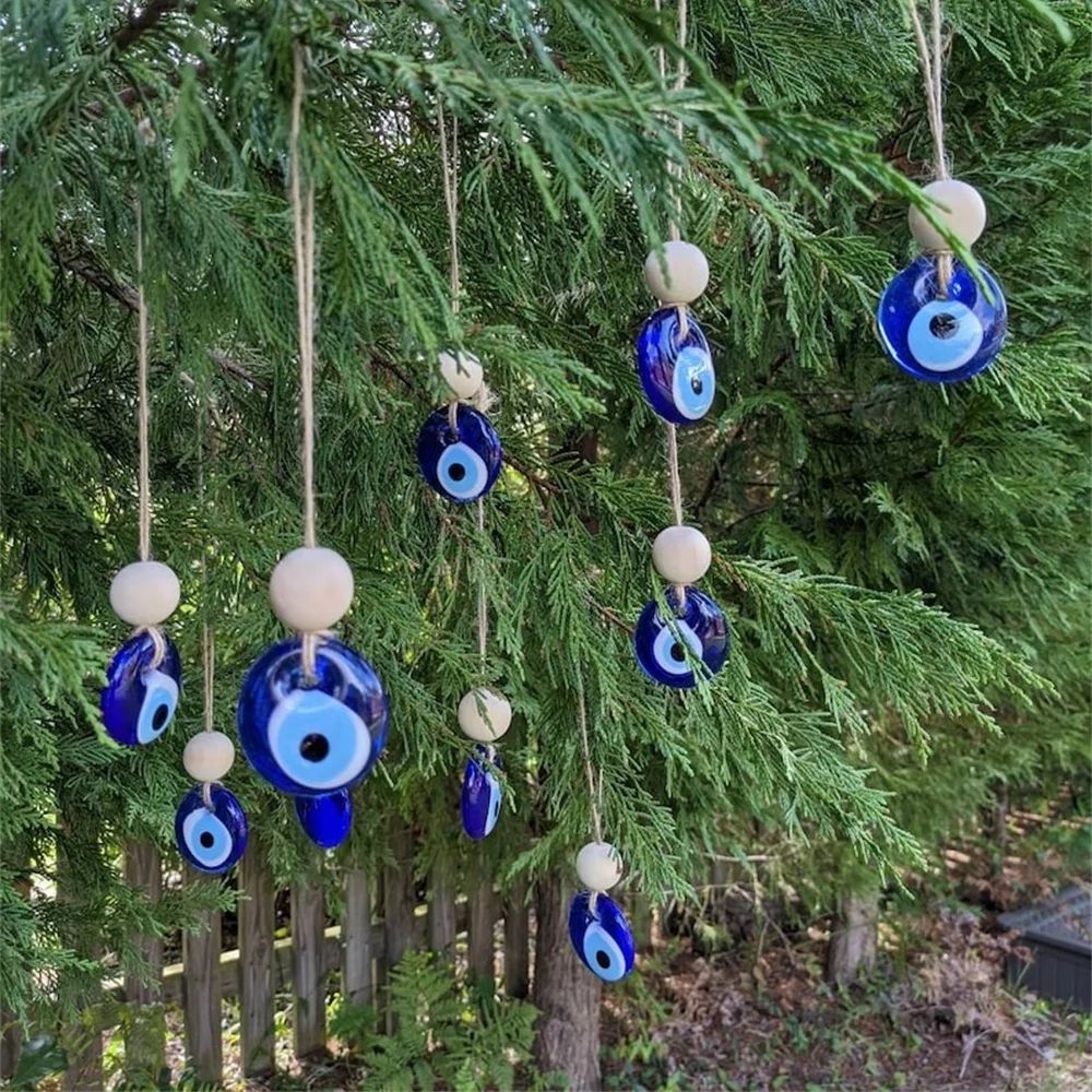 Blue Evil Eye Wall Hanging Glass Charm 2