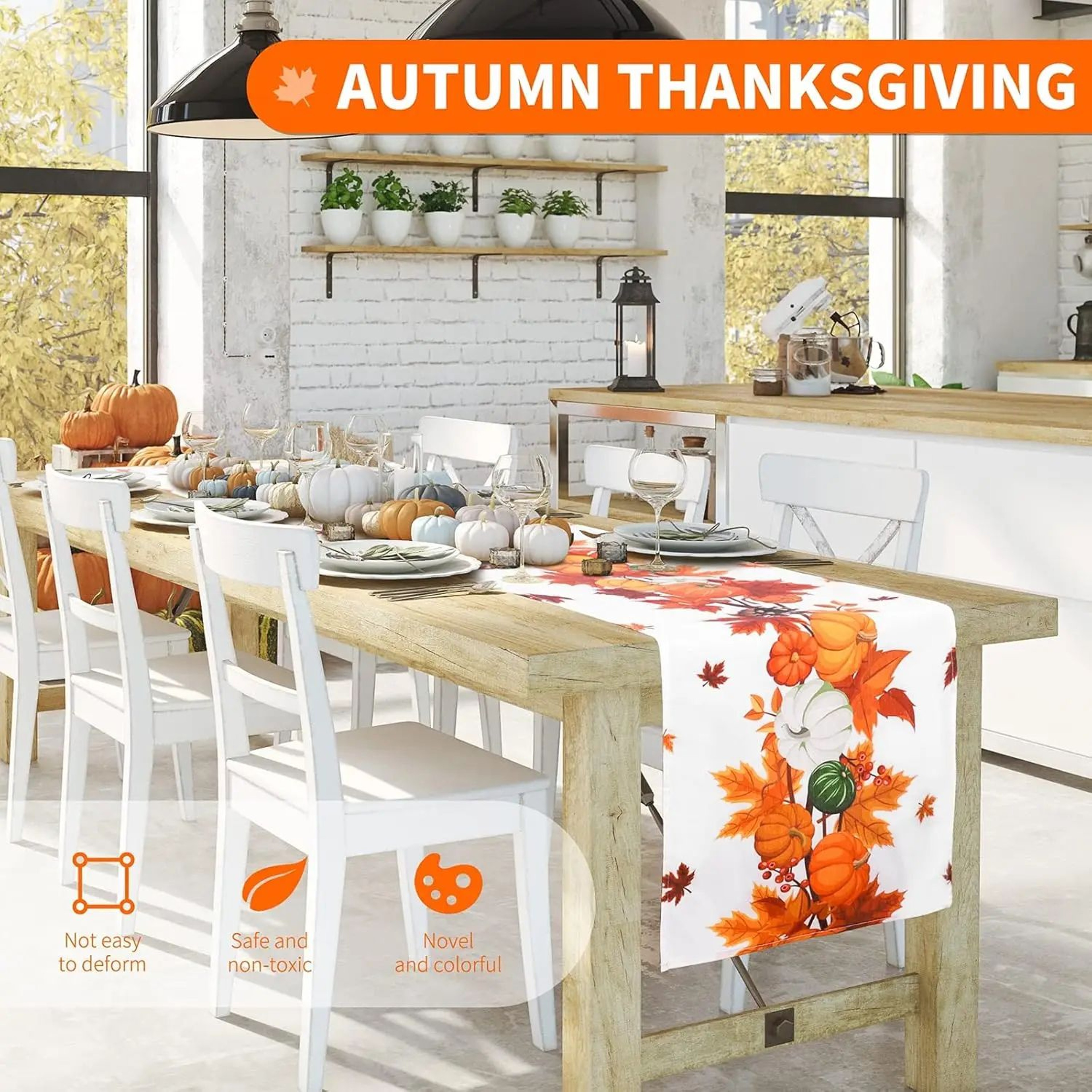 Thanksgiving Pumpkin Linen Table Runner 2