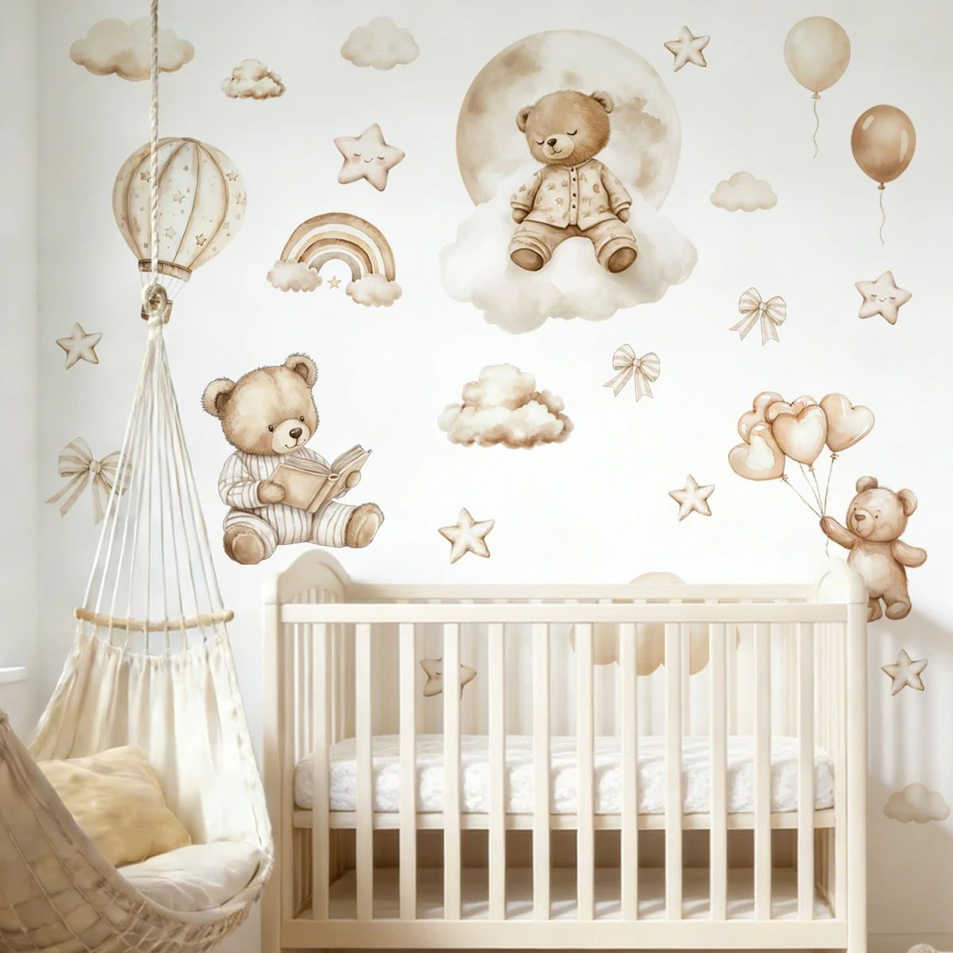 Boho Teddy Bear Balloon Wall Sticker Decal 2