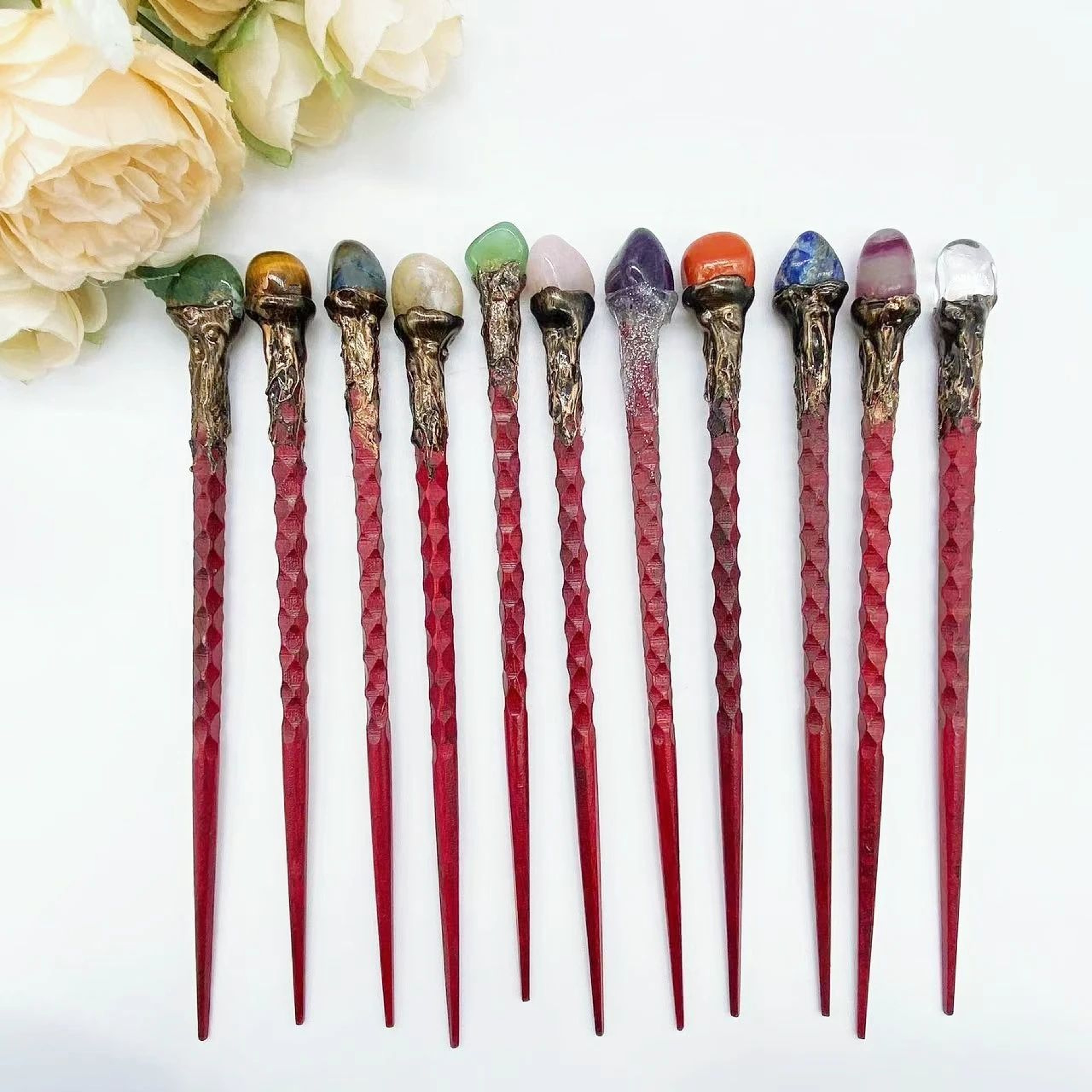 Rose Quartz Crystal Wand Healing Stick Decor 0