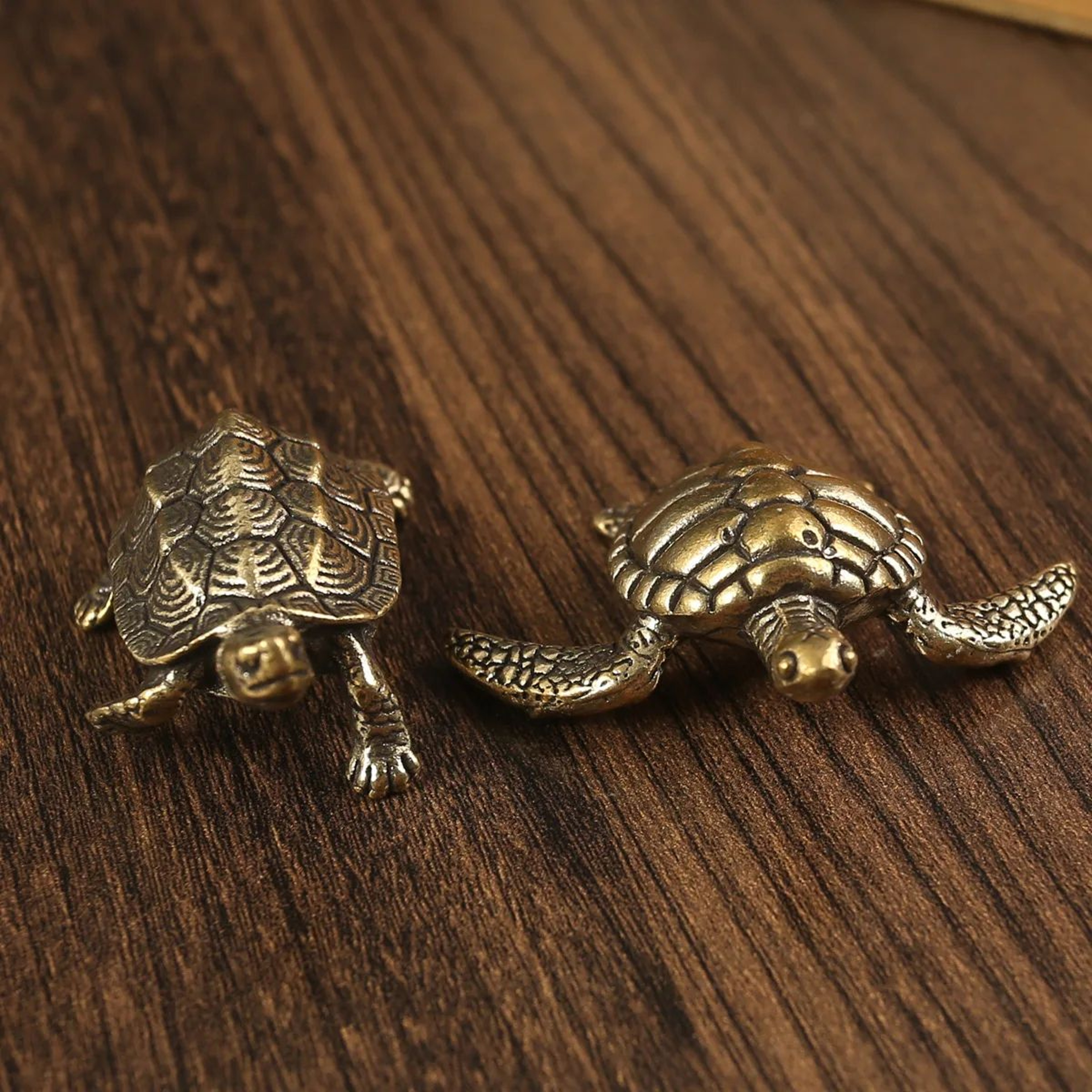 Vintage Copper Turtle Figurine Feng Shui Desk Ornament 2