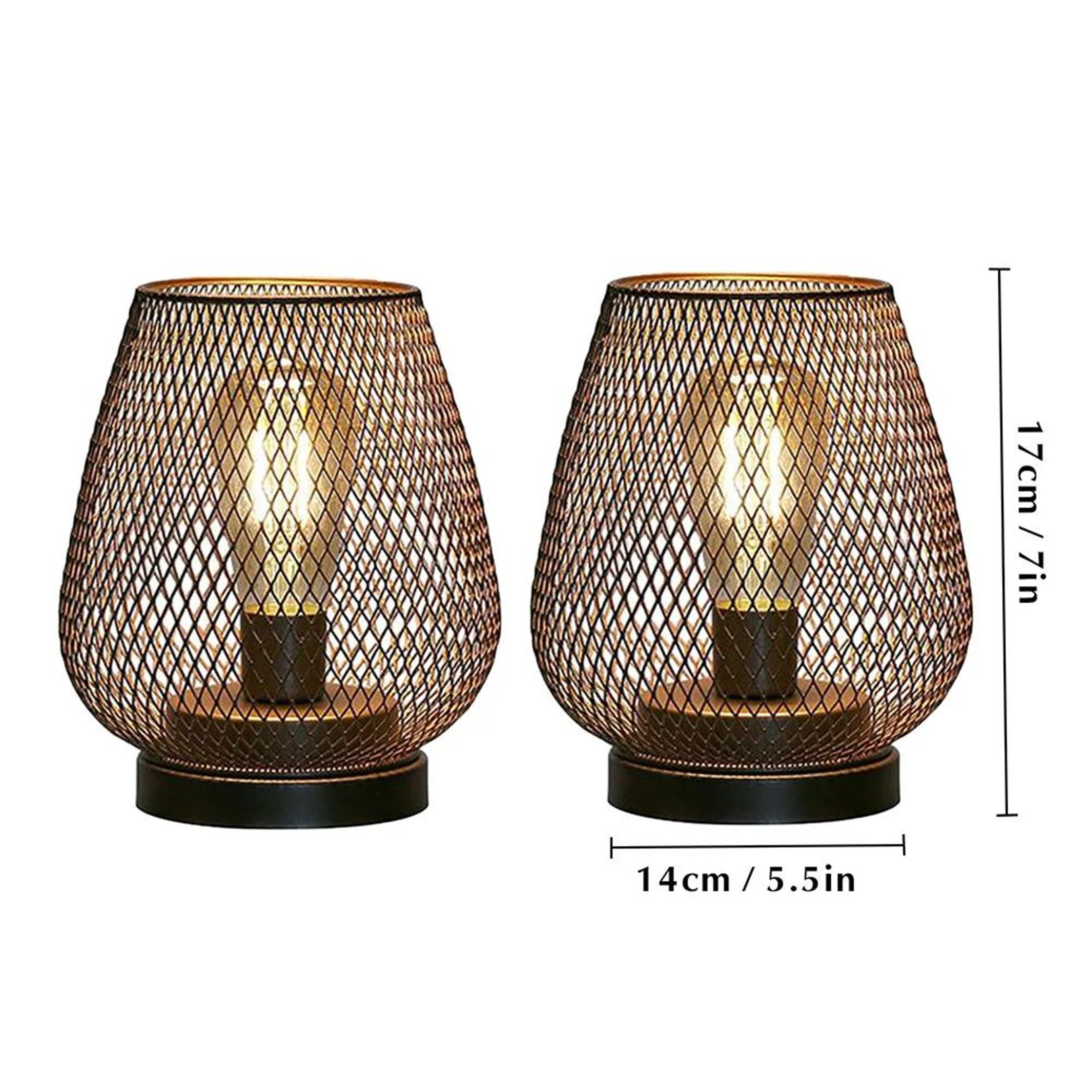 Metal Cage LED Table Lamp Cordless Lantern Decor 13