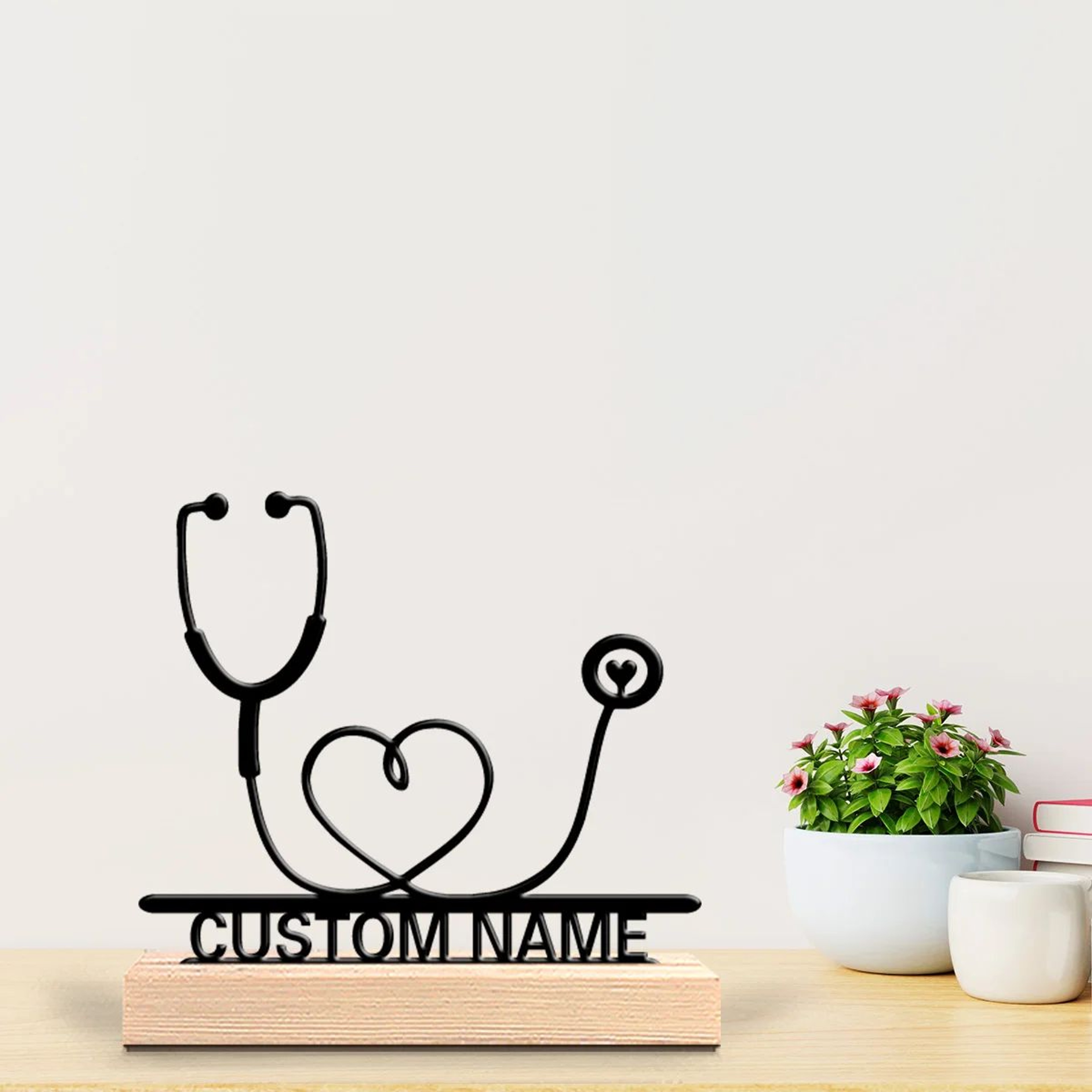 Personalized Stethoscope Metal Statue Desk Decor 1