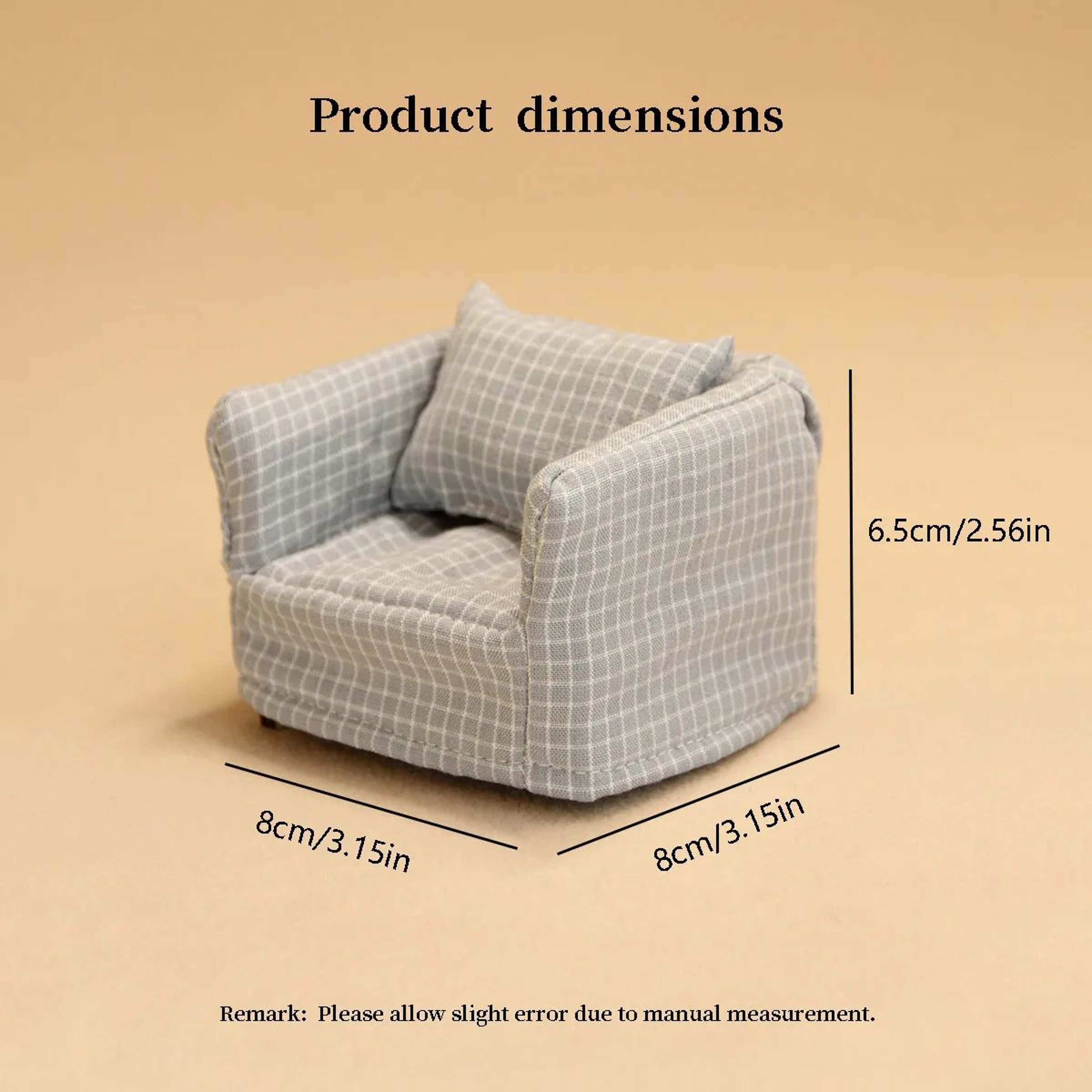Mini Plaid Wooden Sofa For Dollhouse Decor 1