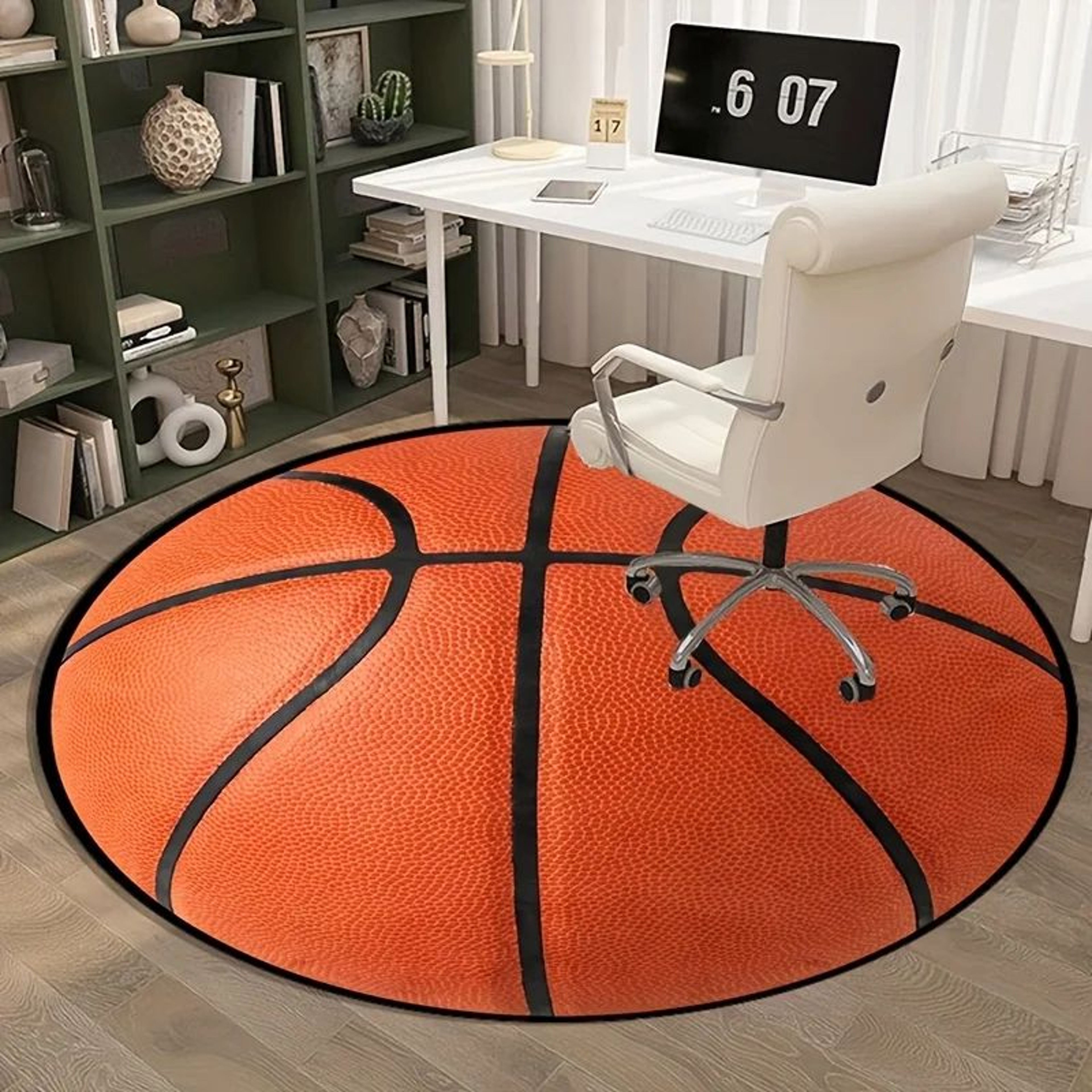 3D Basketball Round Flannel Rug 2