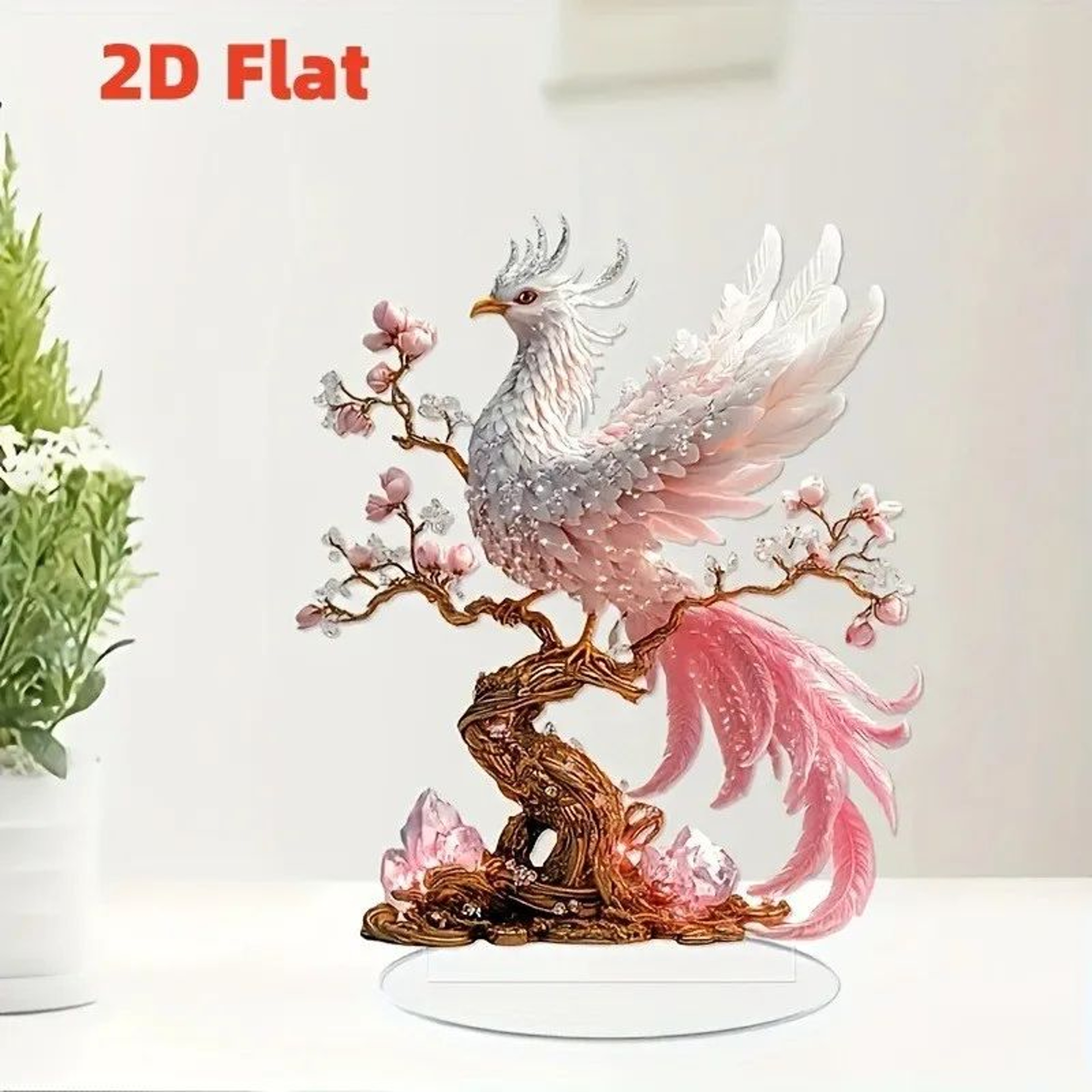 Crystal Phoenix Statue Desktop Decor 0