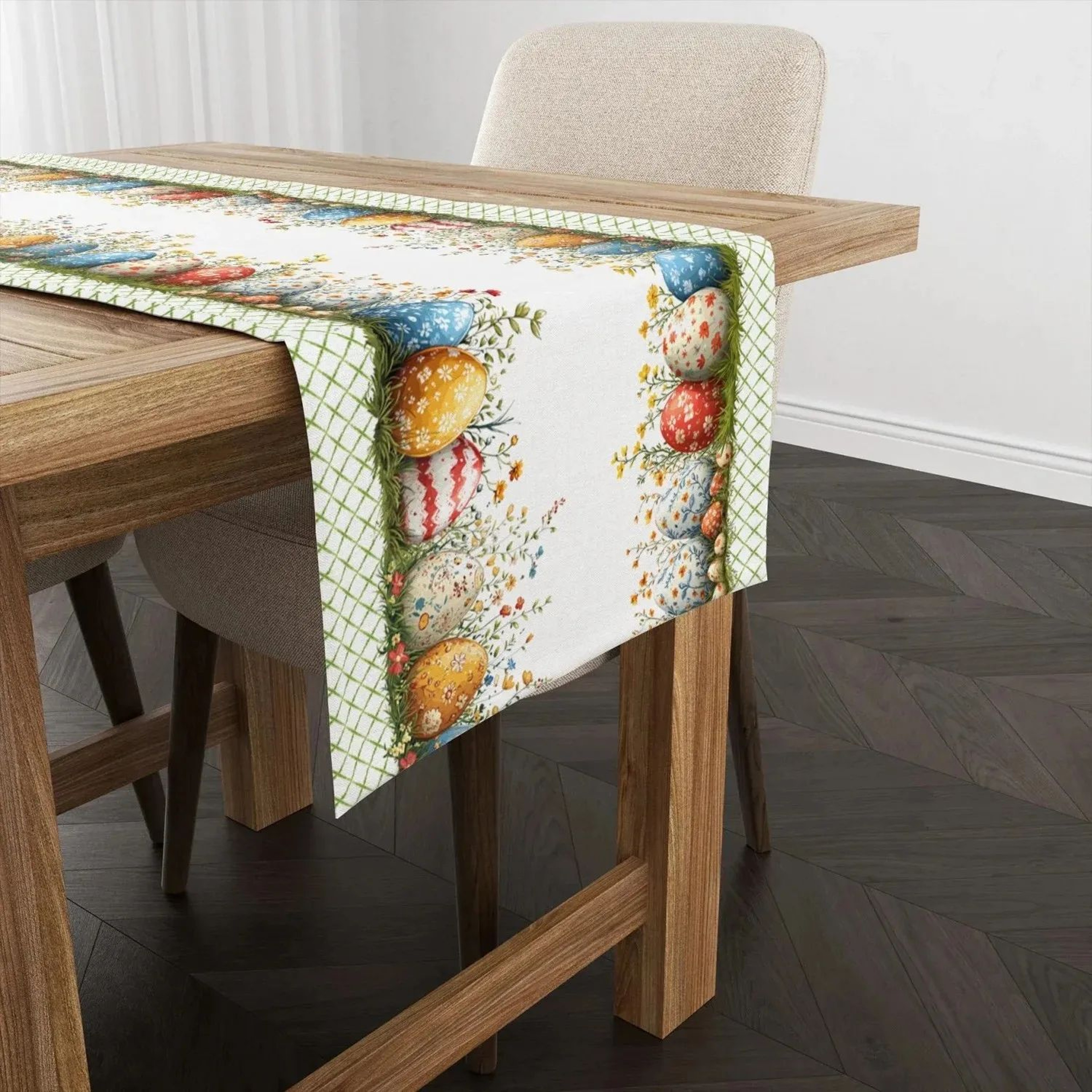 Easter Egg Floral Table Runner Scandinavian Style Decor 1