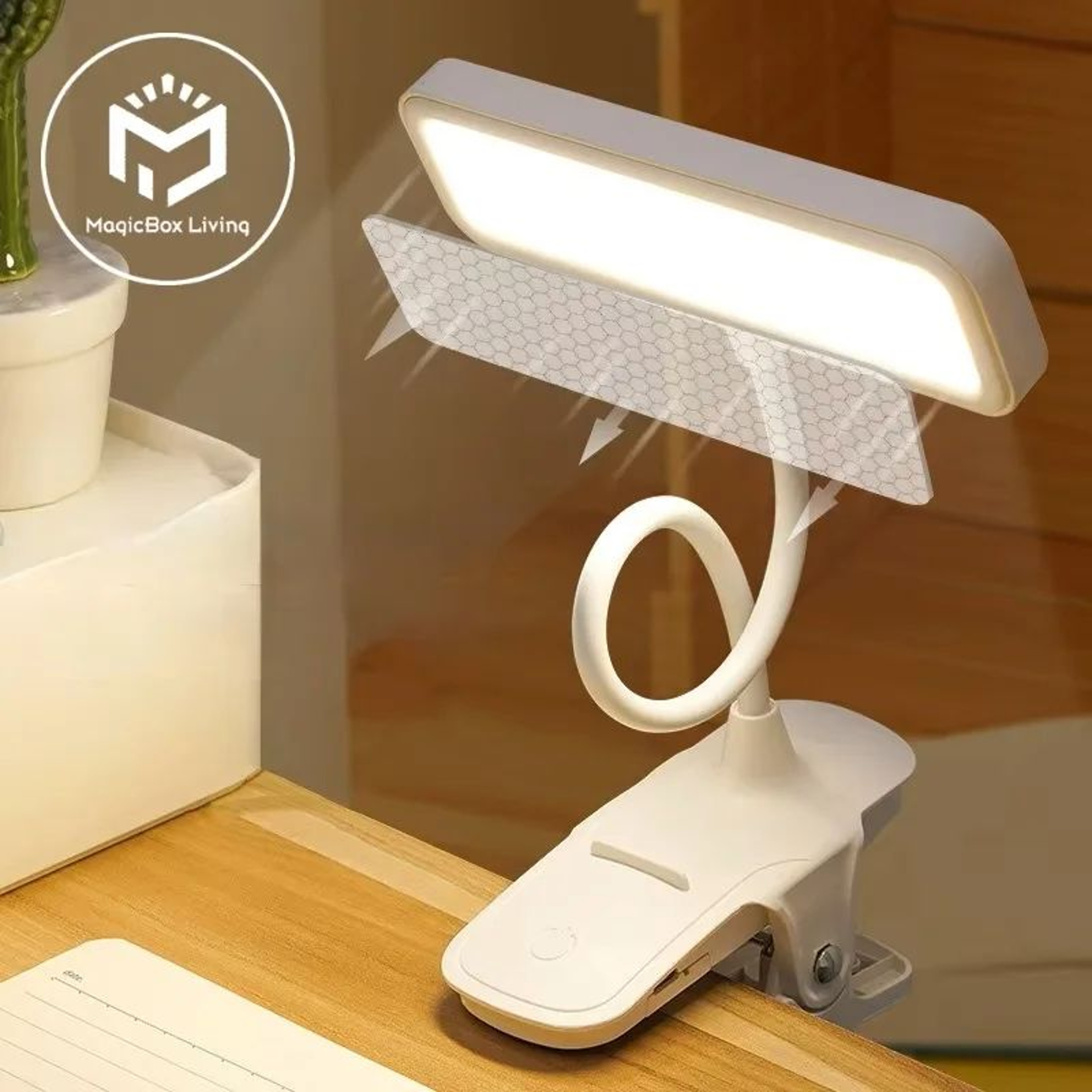 USB Rechargeable LED Clip Desk Lamp Flexible Reading Light 0