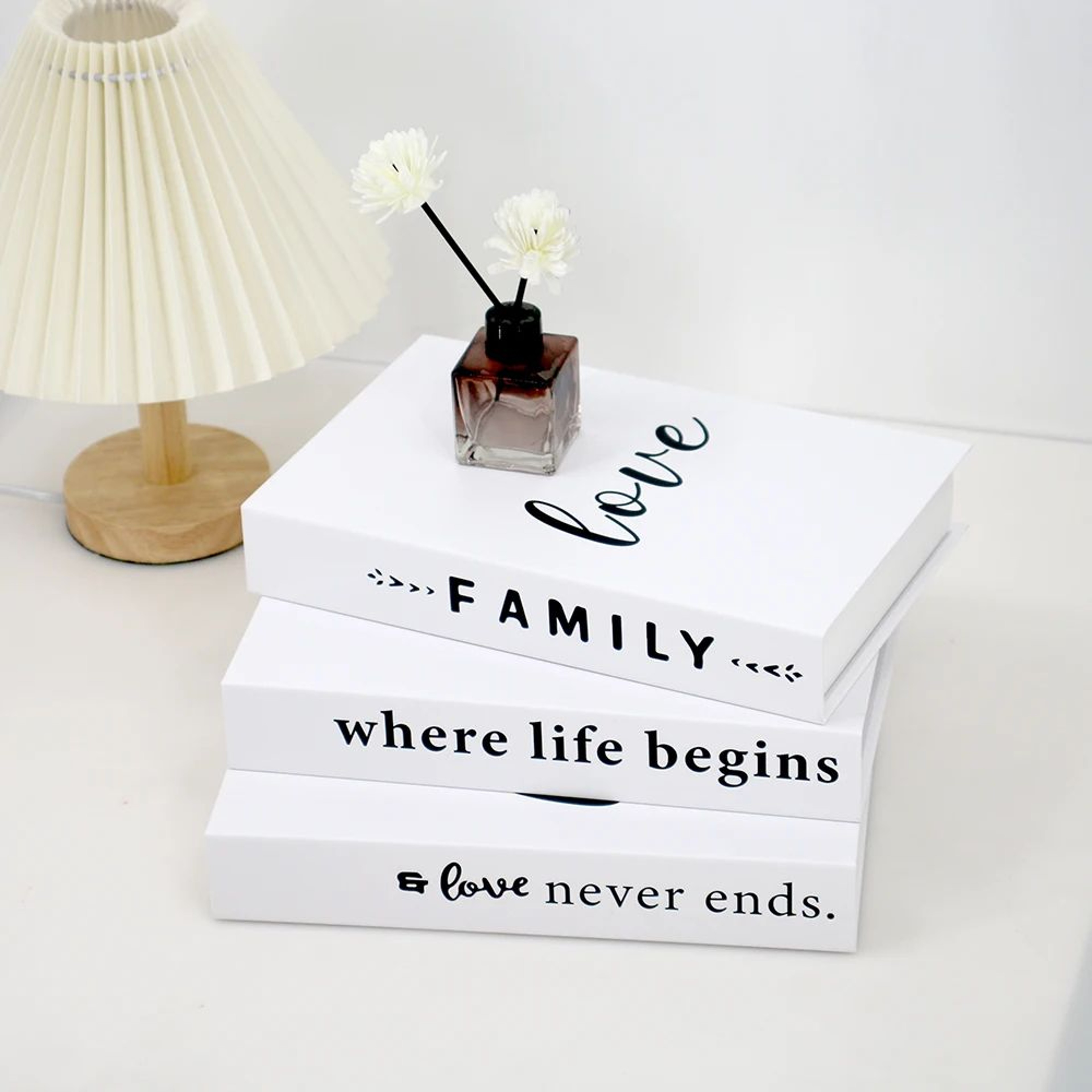 Modern Decorative Fake Books Set White Display Props 3