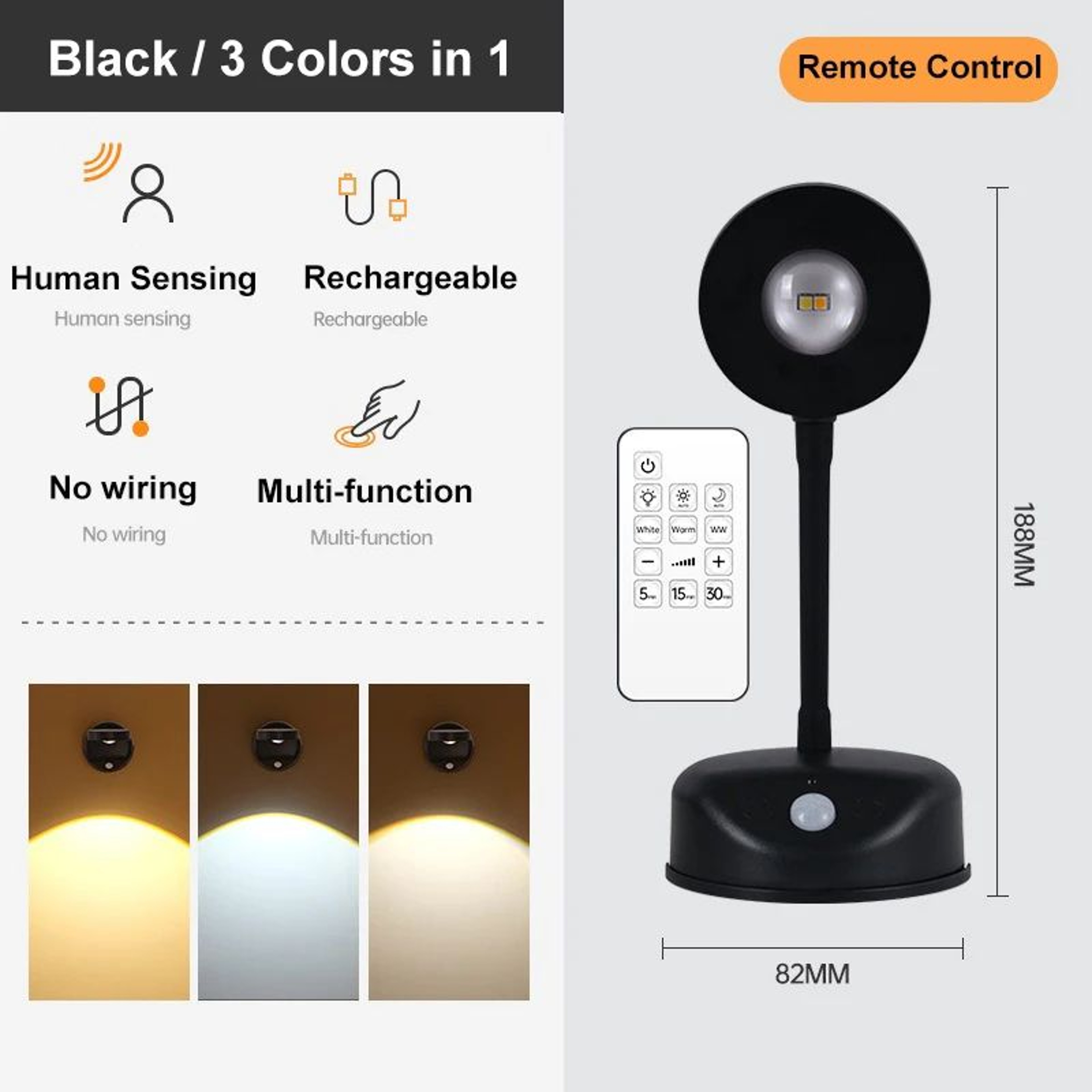 USB Rechargeable Motion Sensor Wall Light 9