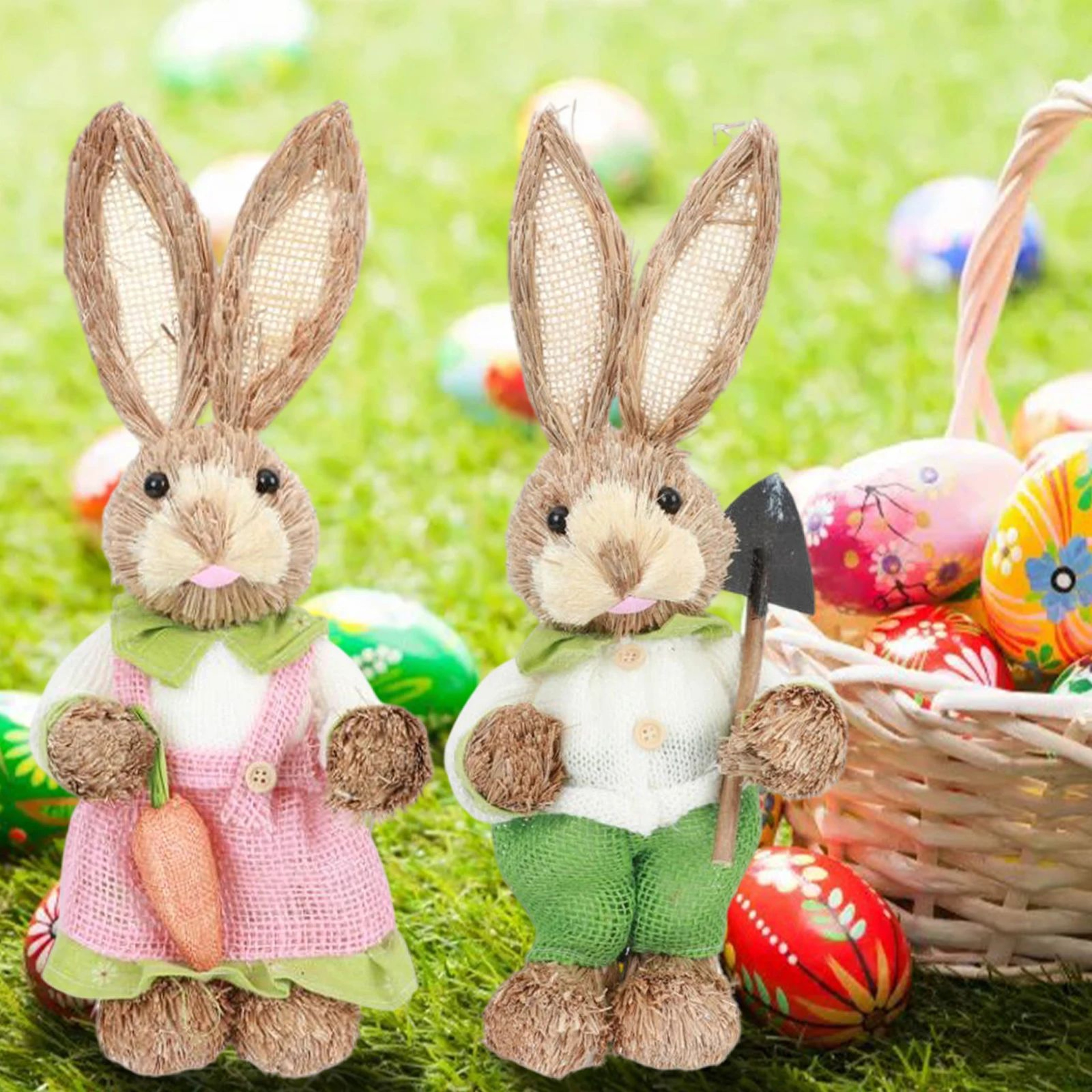 Straw Easter Bunny Decoration Ornament 2