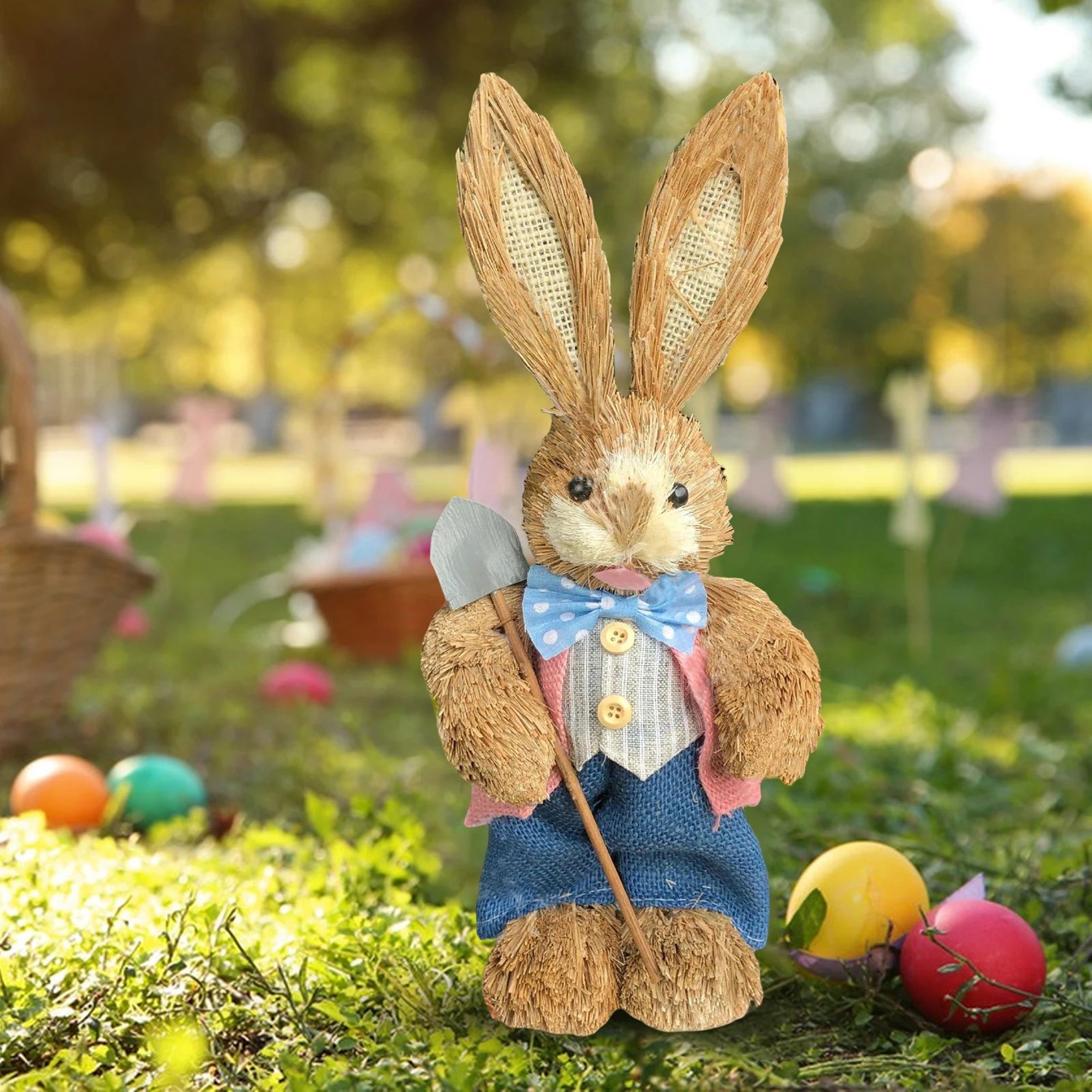 Straw Easter Bunny Decoration Ornament 3