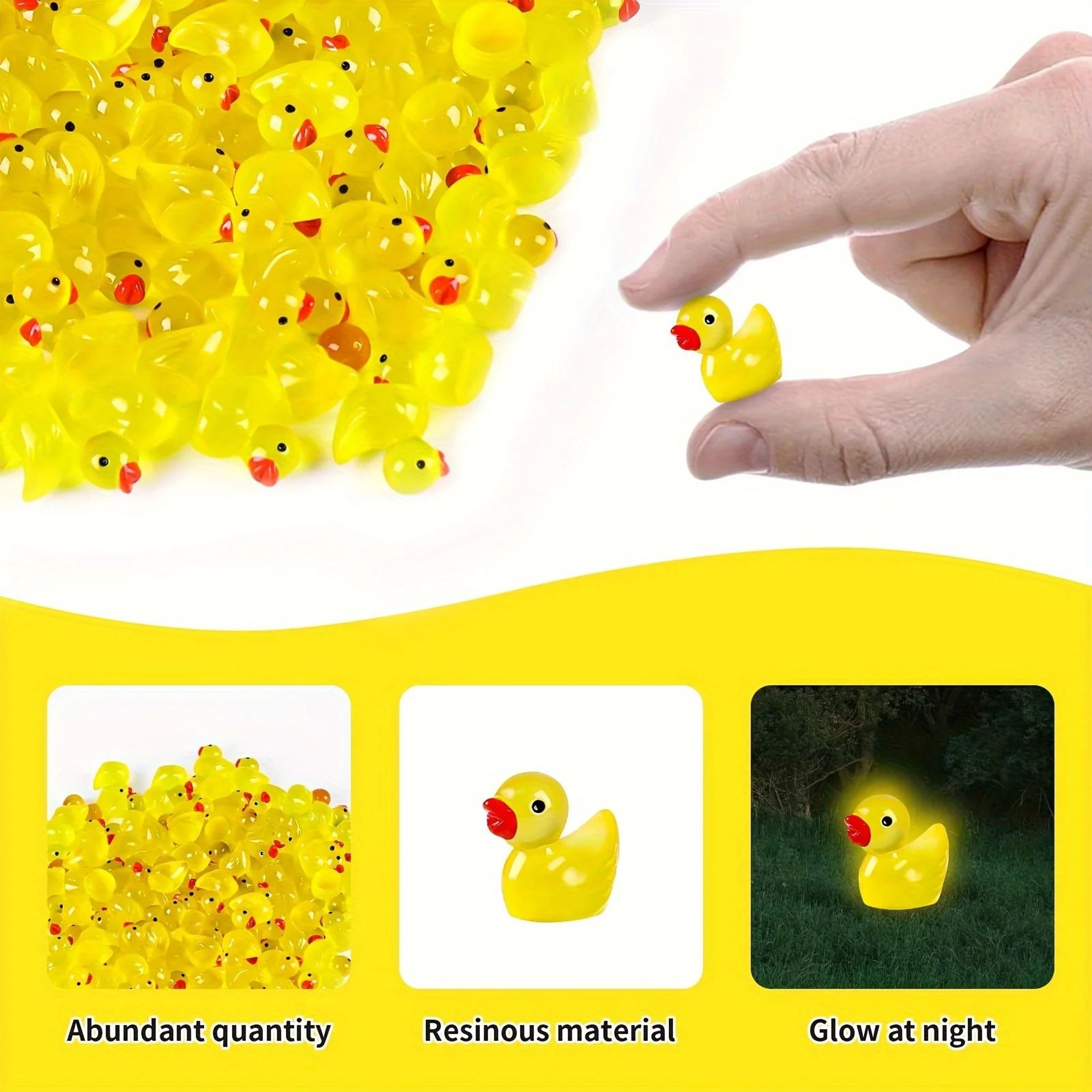 Glow In The Dark Mini Duck Figurines 100pcs Set 3