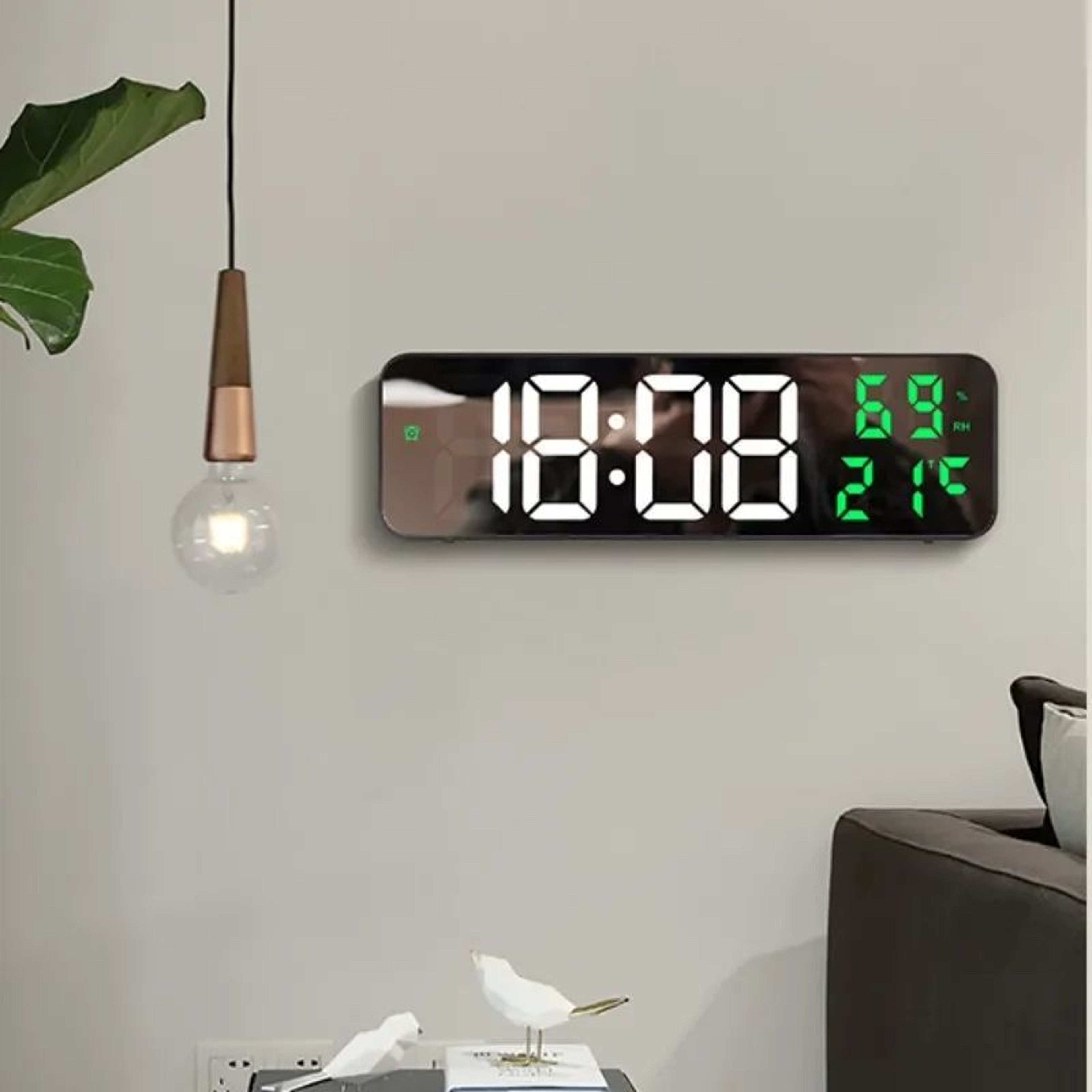 Large LED Digital Wall Clock With Temperature Display 0