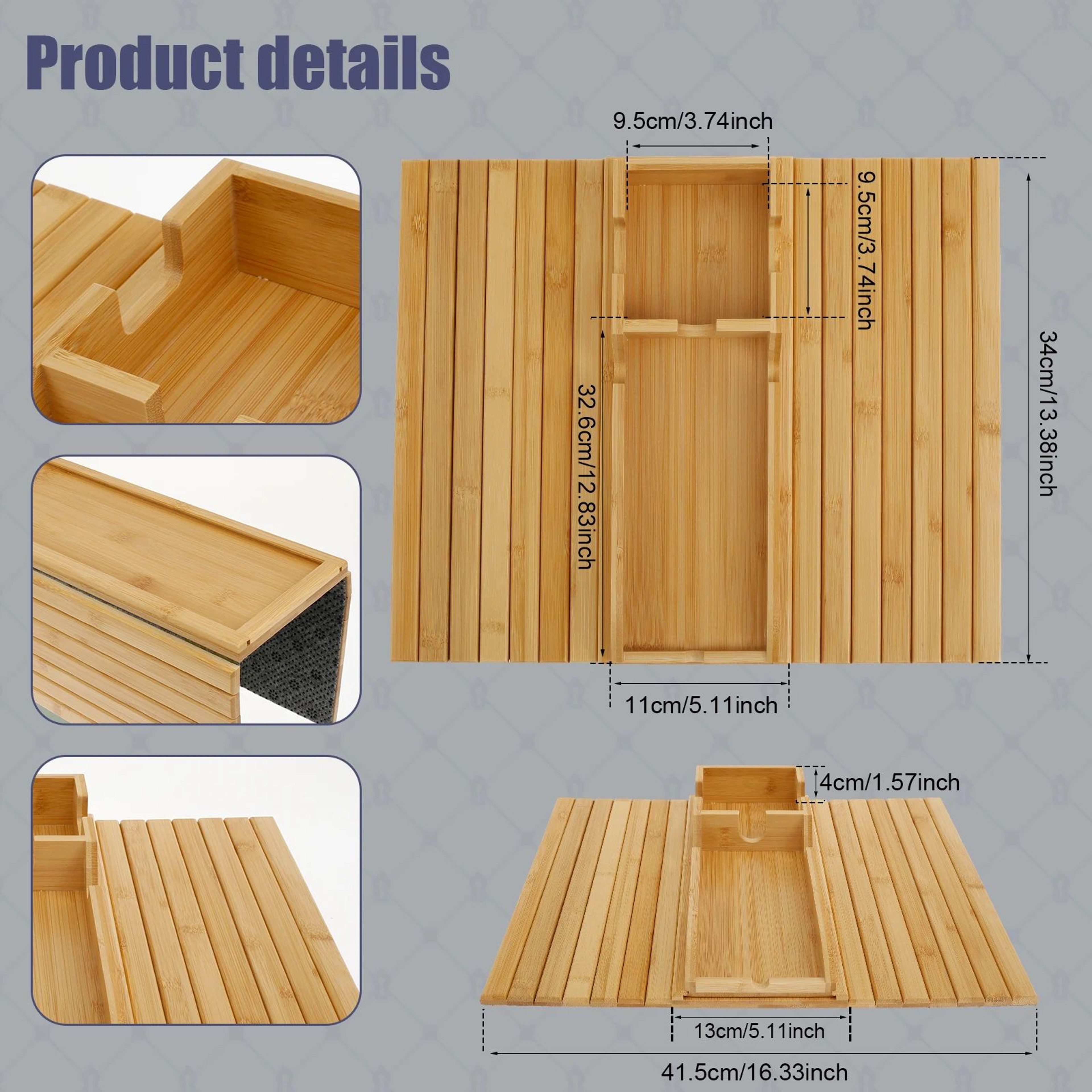 Foldable Wooden Sofa Arm Tray Table 11