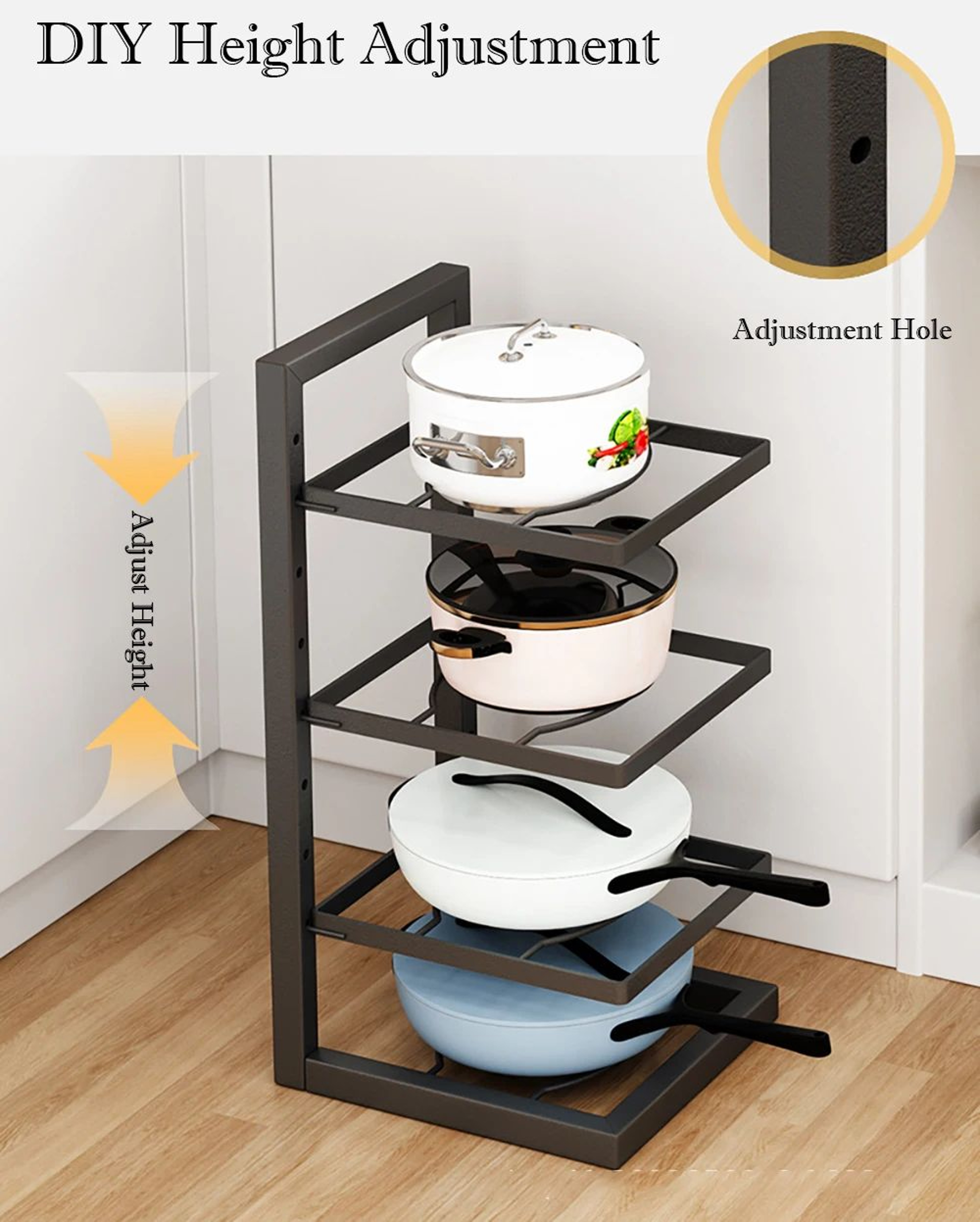 Adjustable Stainless Steel Pot And Pan Organizer Rack 3