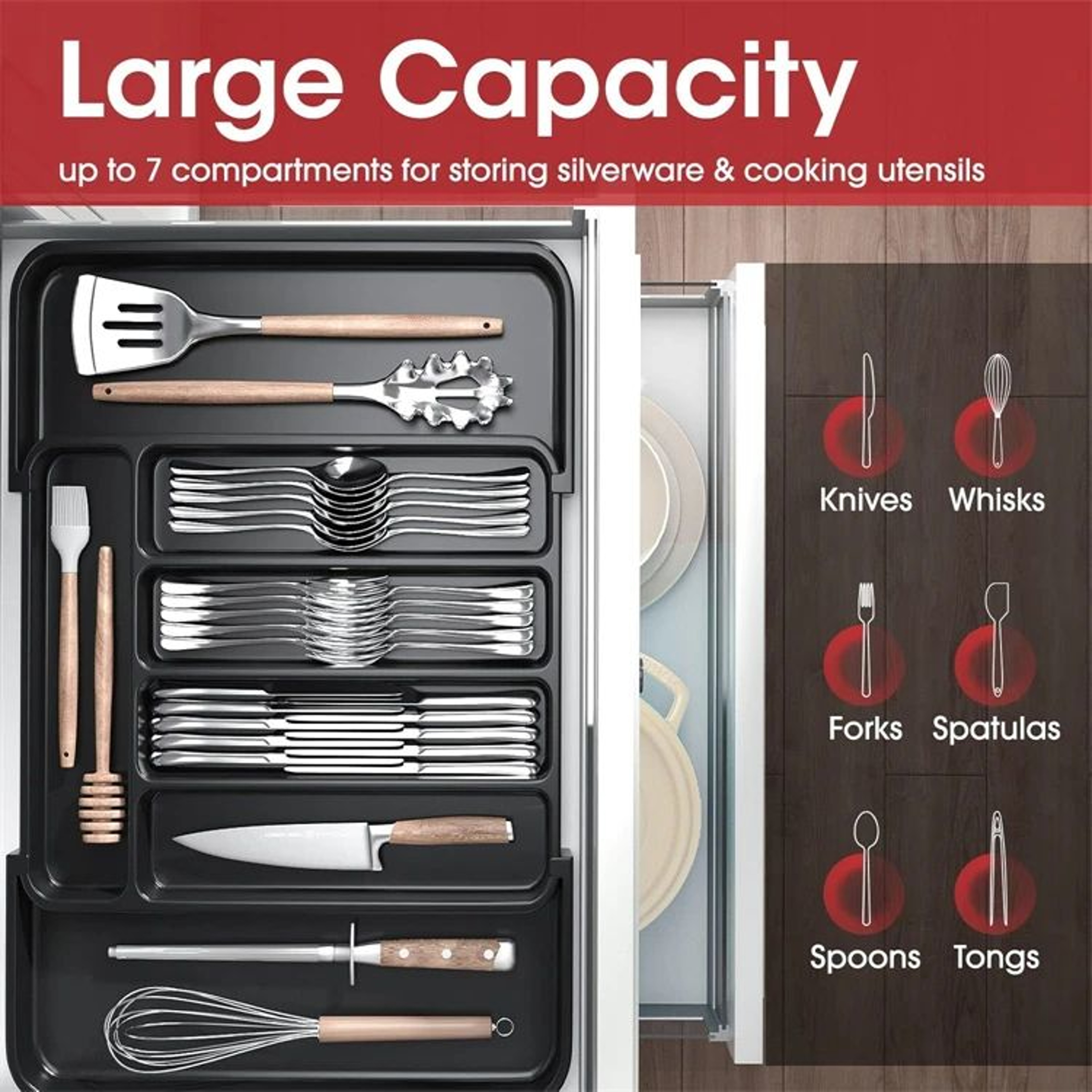 Expandable Cutlery Organizer Drawer Tray 8