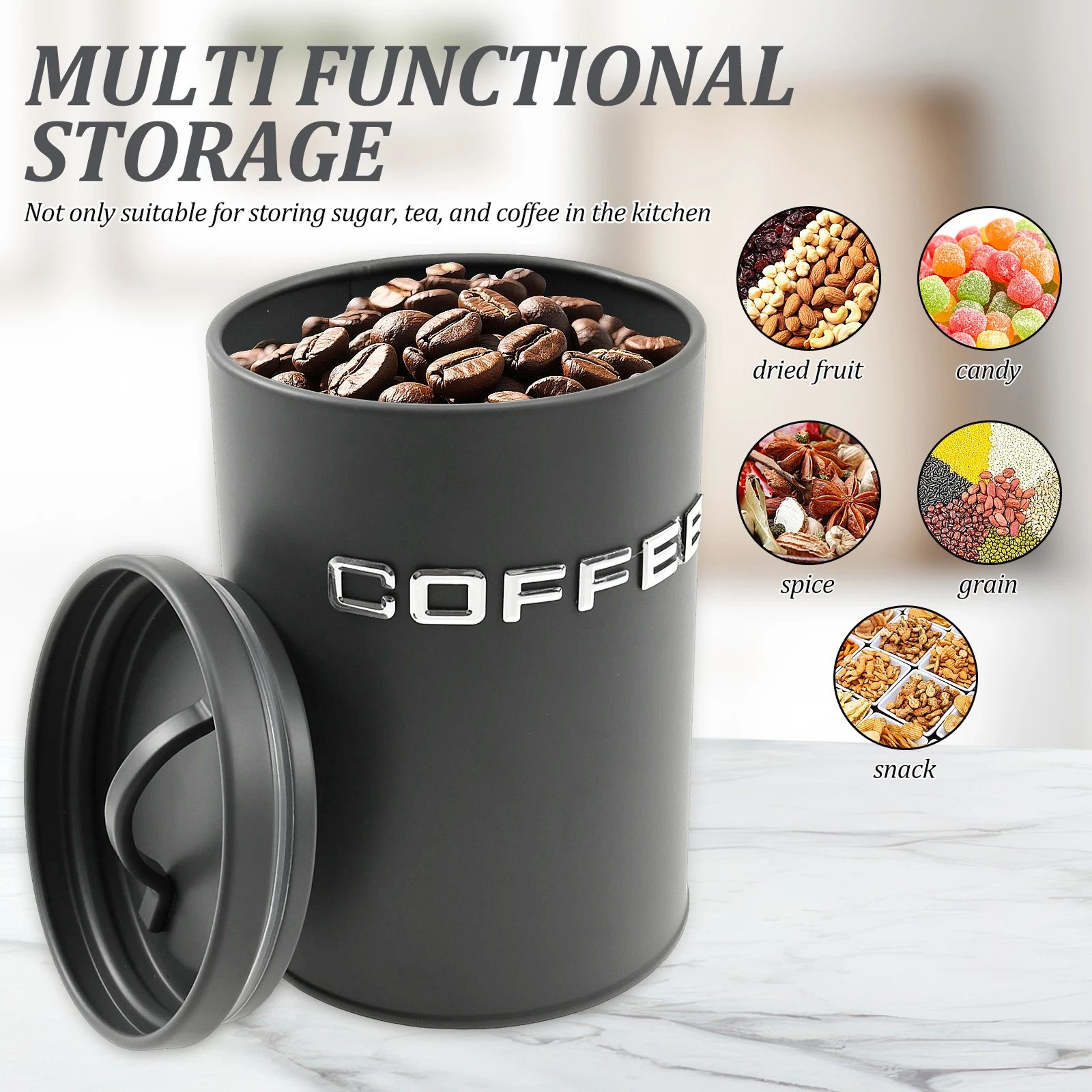 Airtight Coffee Tea Sugar Canister Set 4