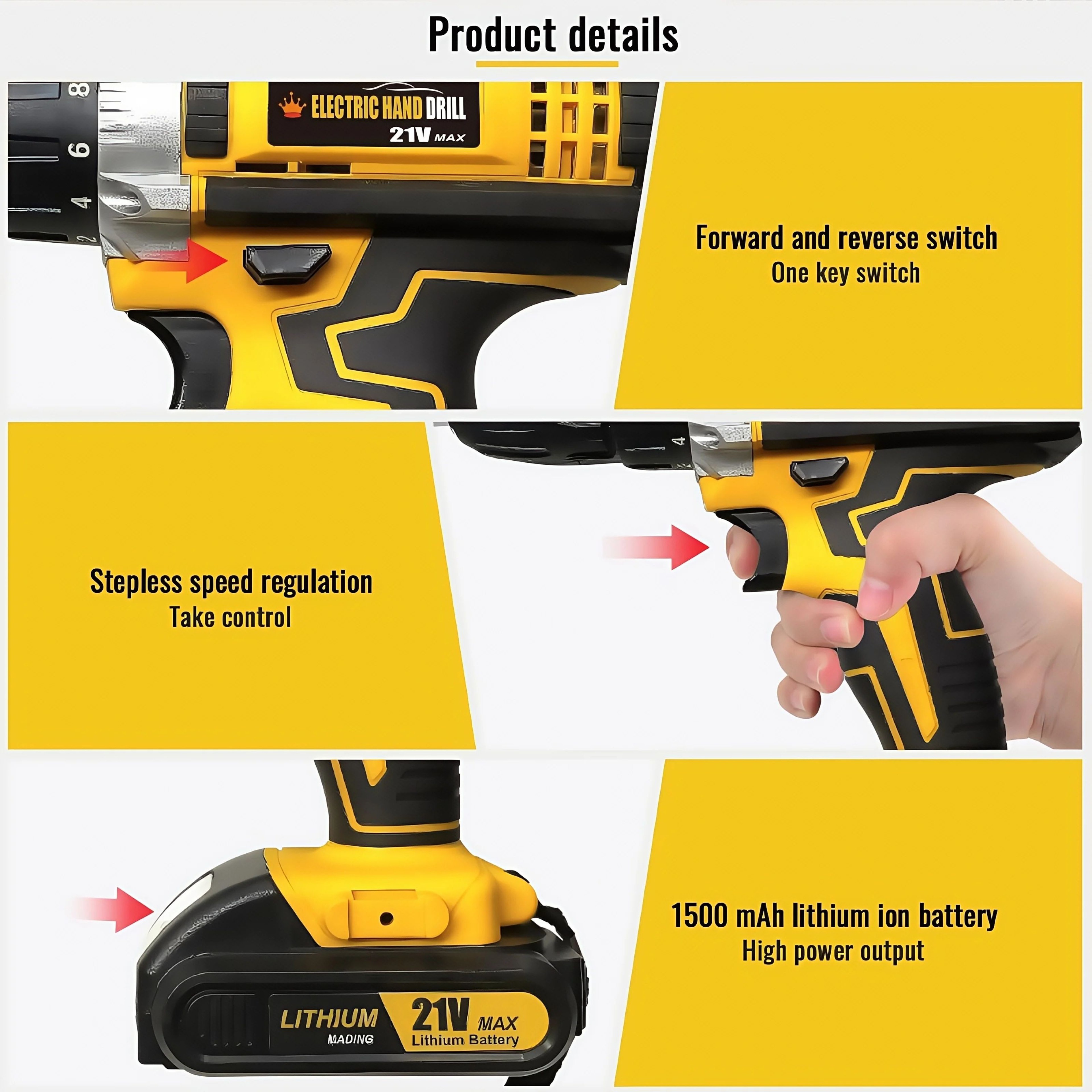 Lithium Cordless Electric Screwdriver Drill Combo Kit 5