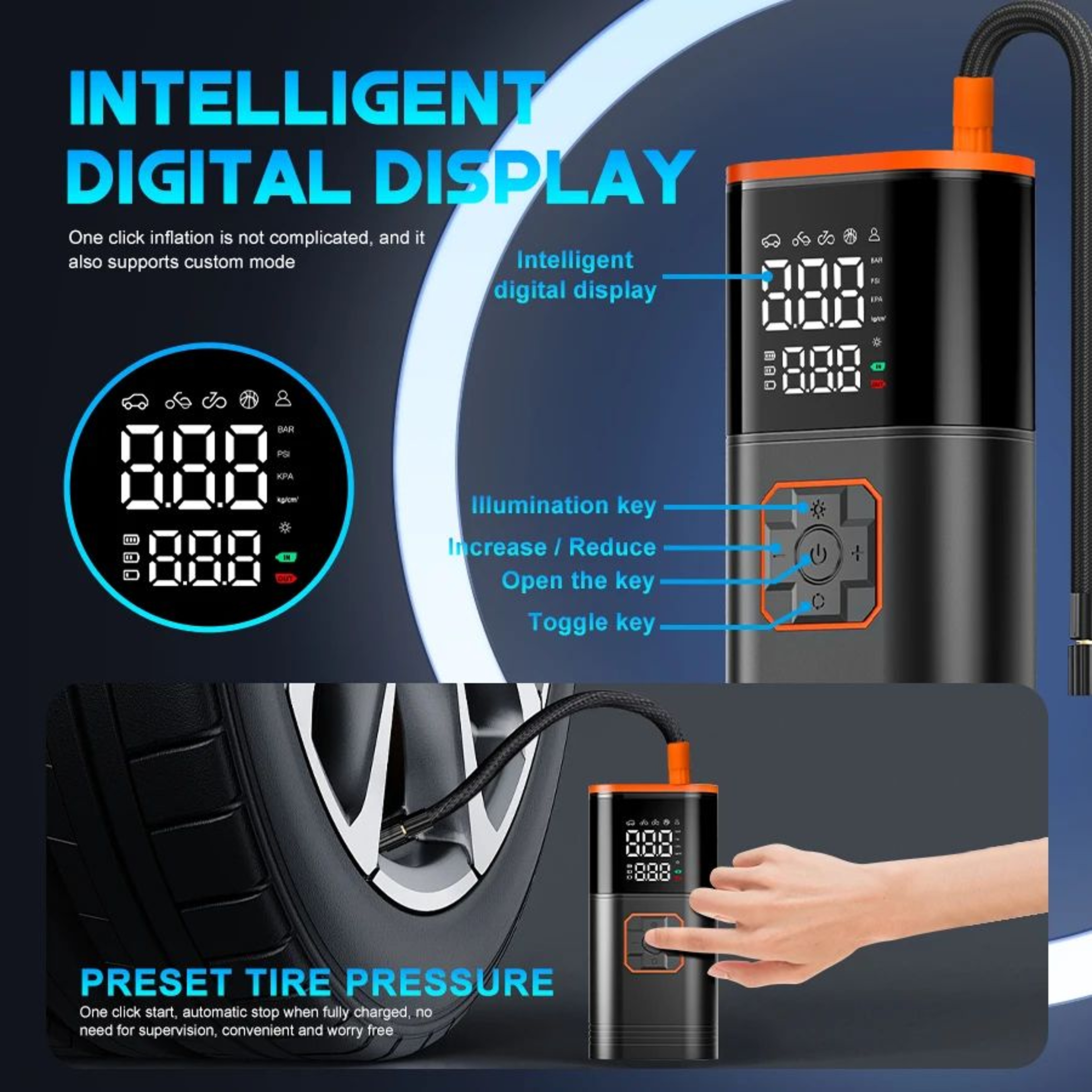 Portable Car Tire Inflator Air Pump 4
