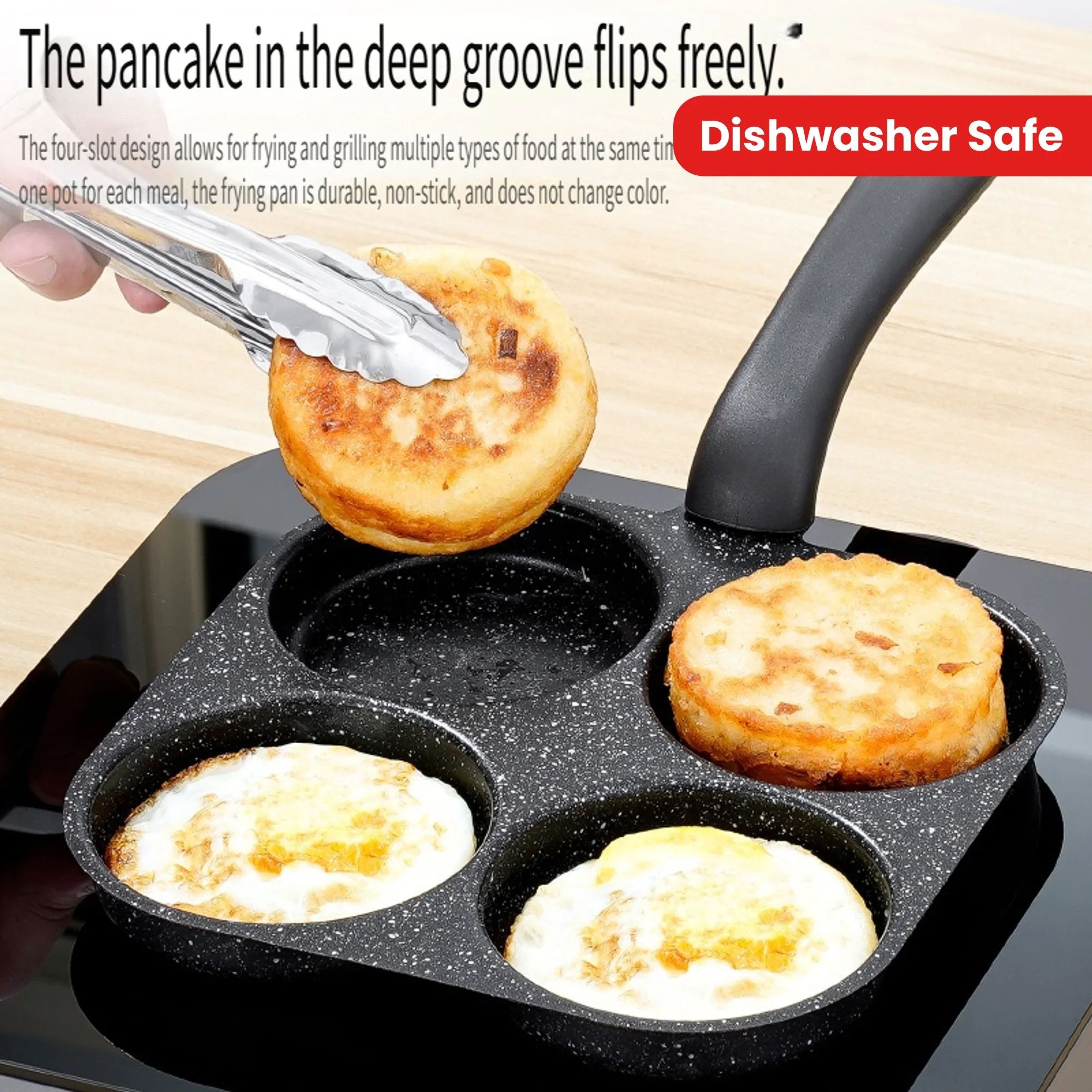 4 Hole Non Stick Omelette Egg Frying Pan 0