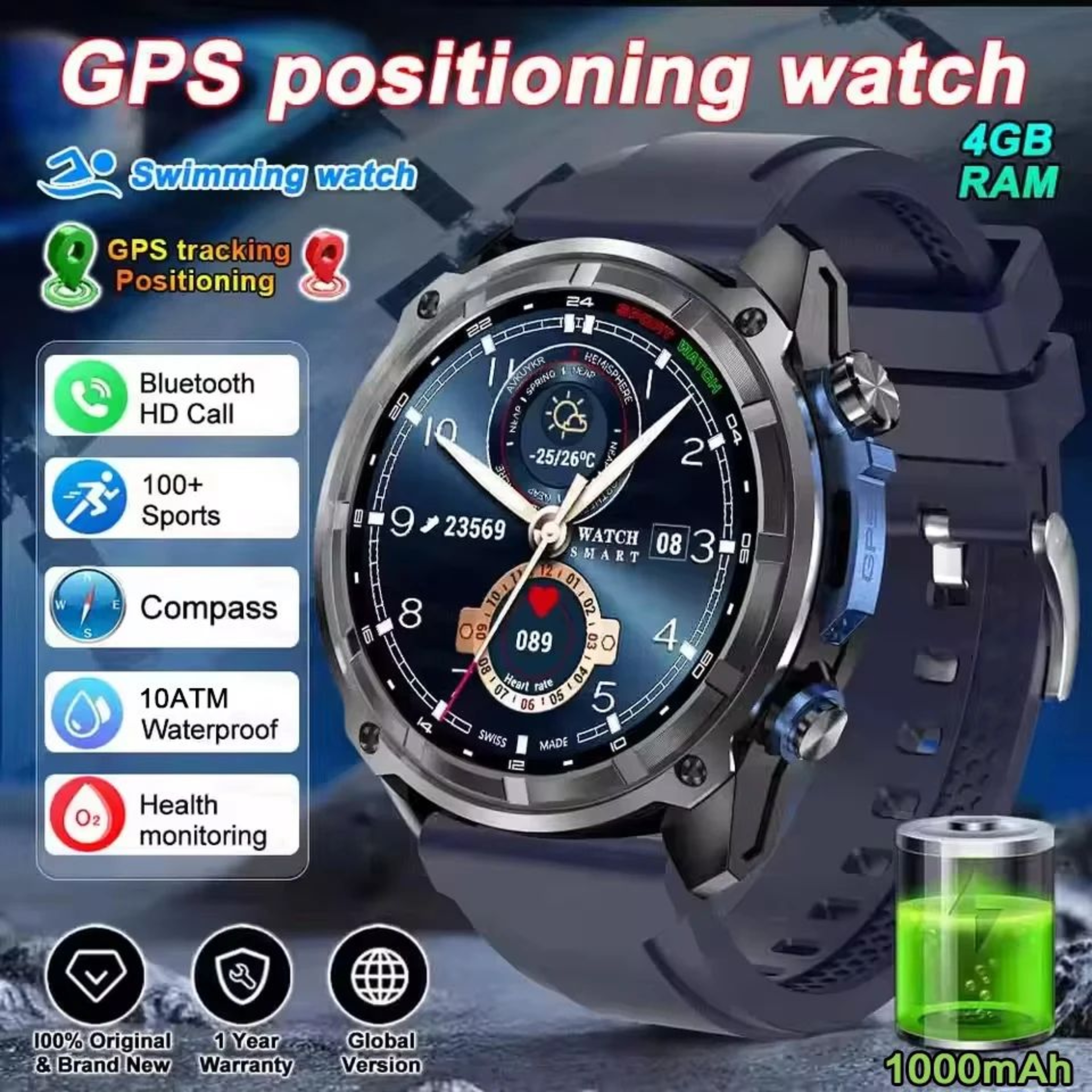 Military GPS Smart Watch With Offline Maps 8