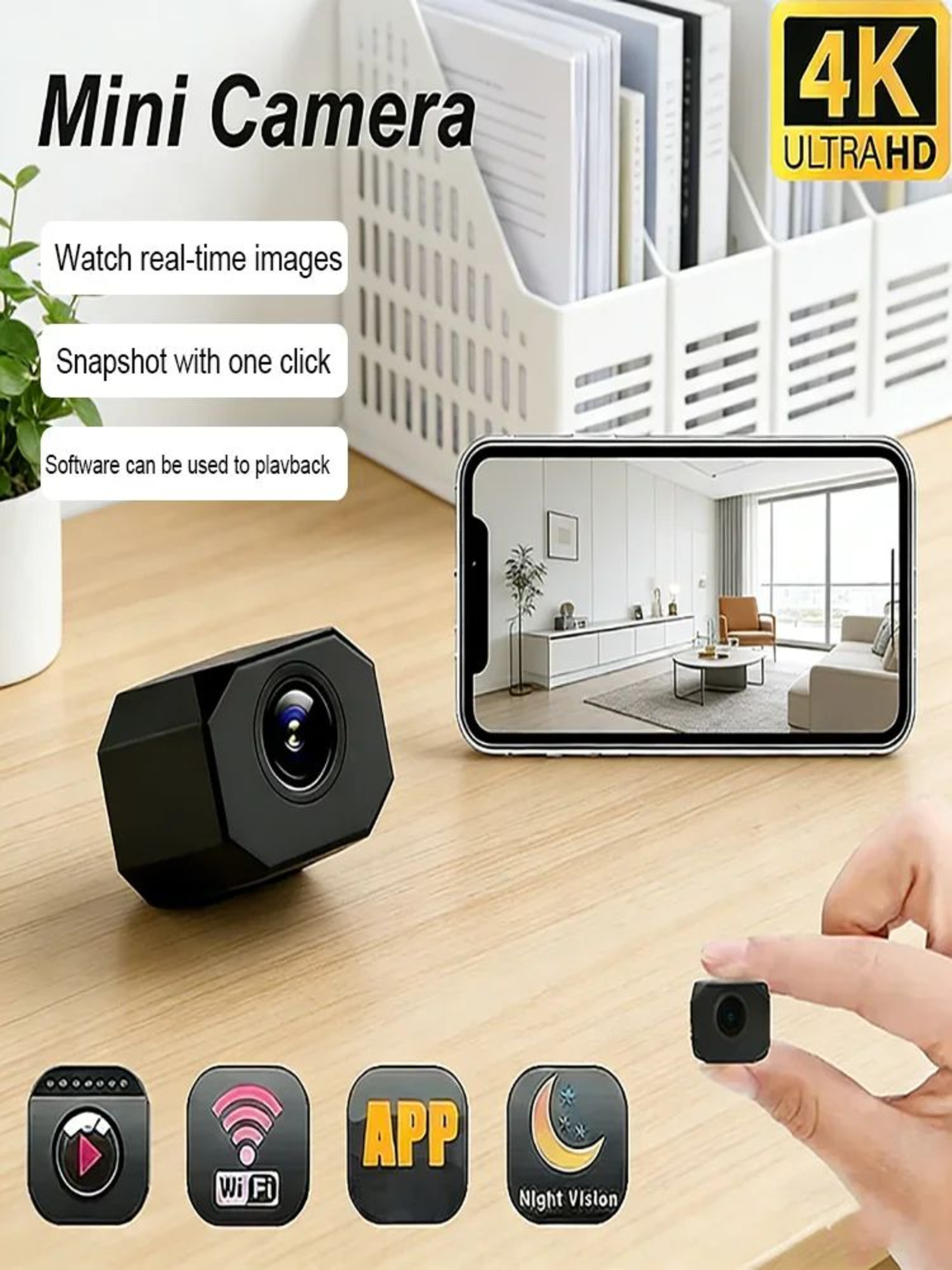 Mini WiFi 4K Smart Security Camera Portable HD Surveillance Cam 1