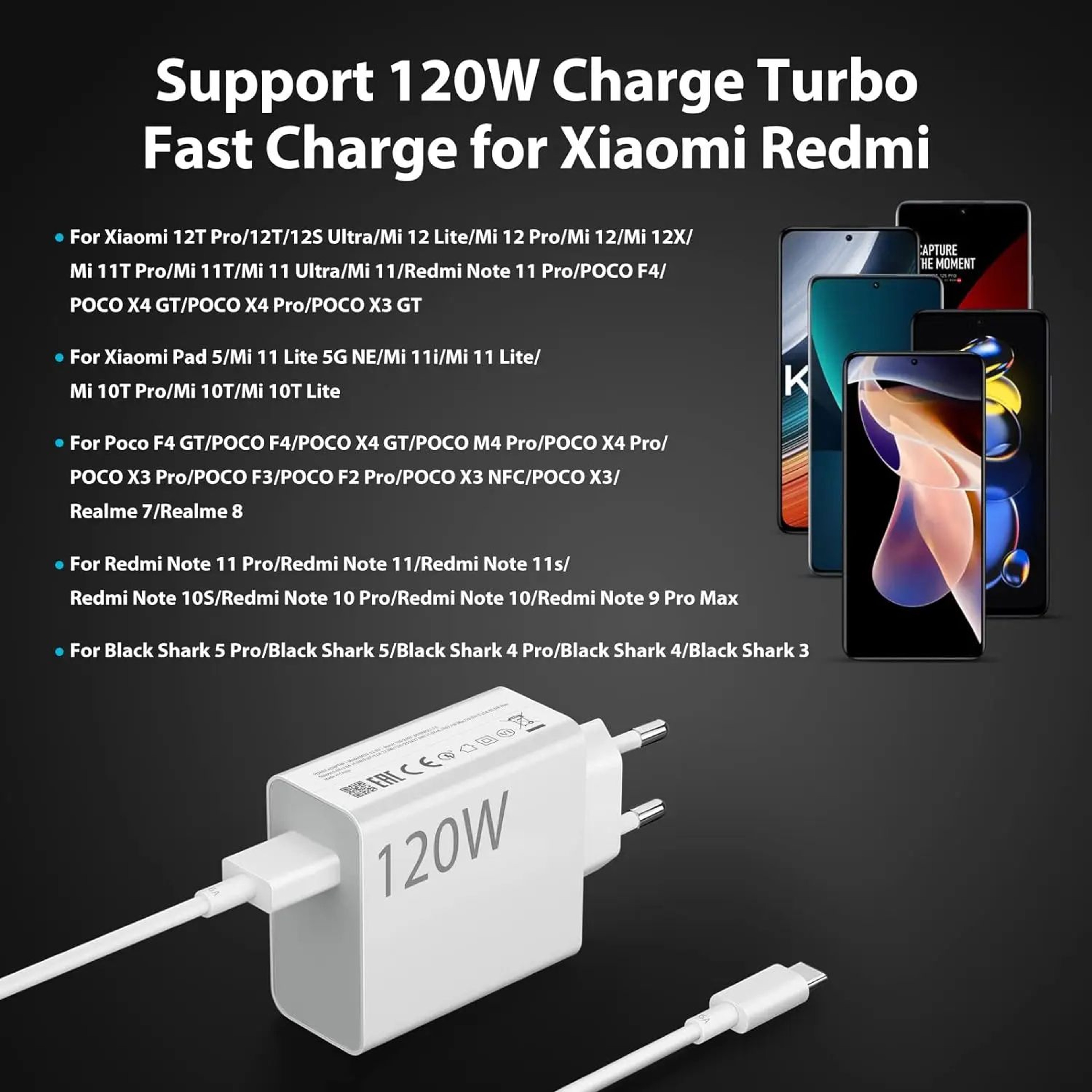 120W Ultra Fast Charging Cable Type C Turbo Charger 6