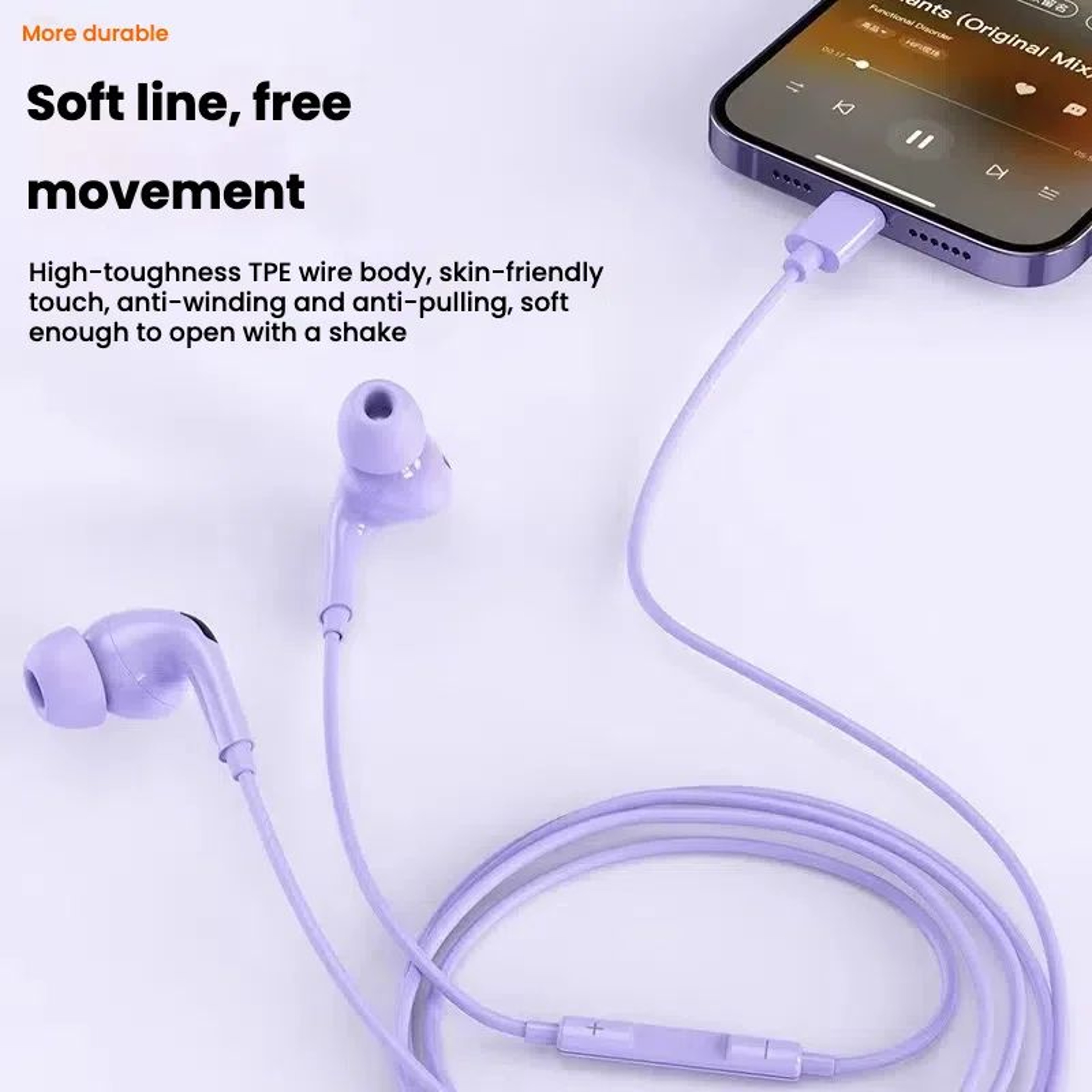 Type C Wired Earbuds HiFi Stereo Sport Headphones 12M 0