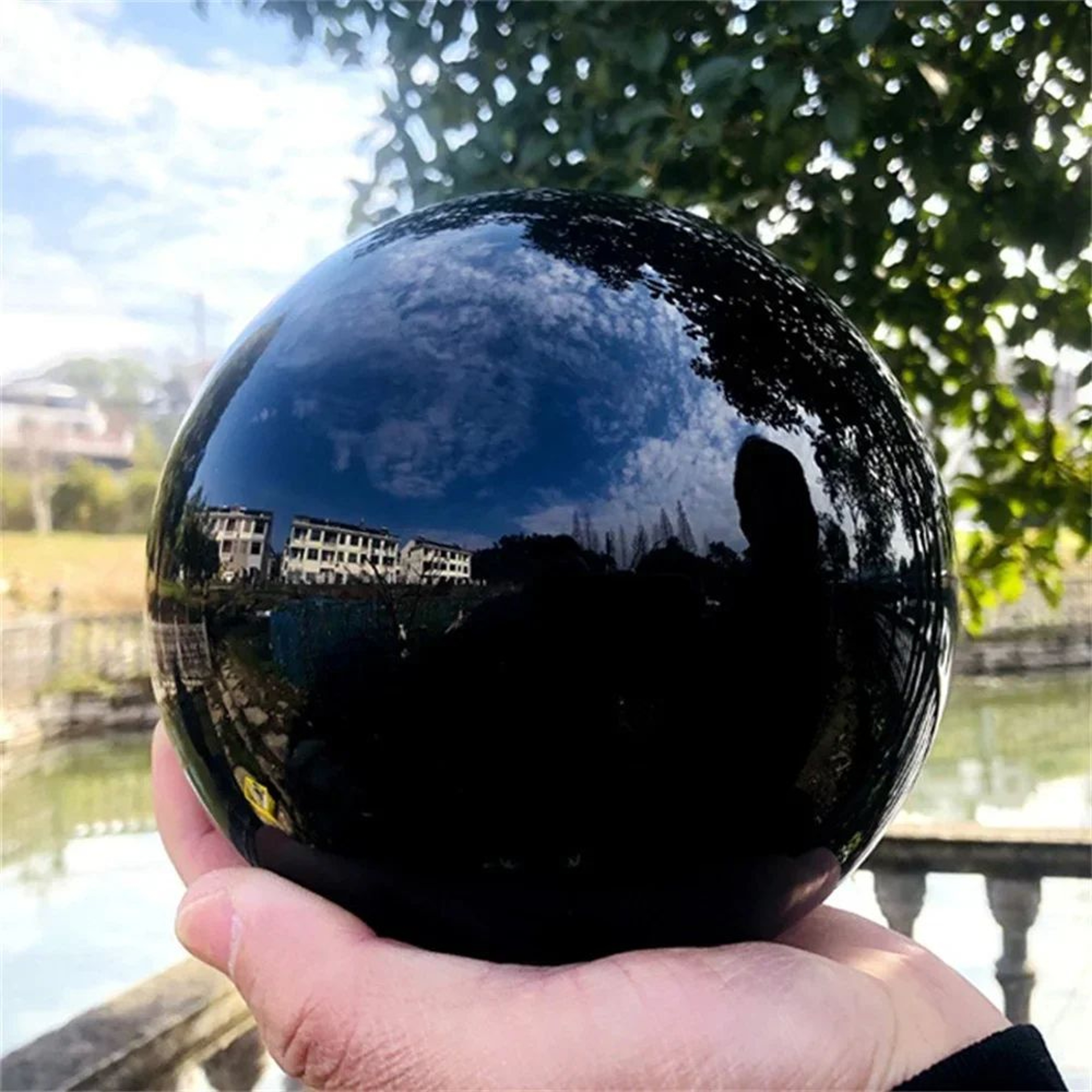 Natural Black Tourmaline Crystal Sphere Decor 3