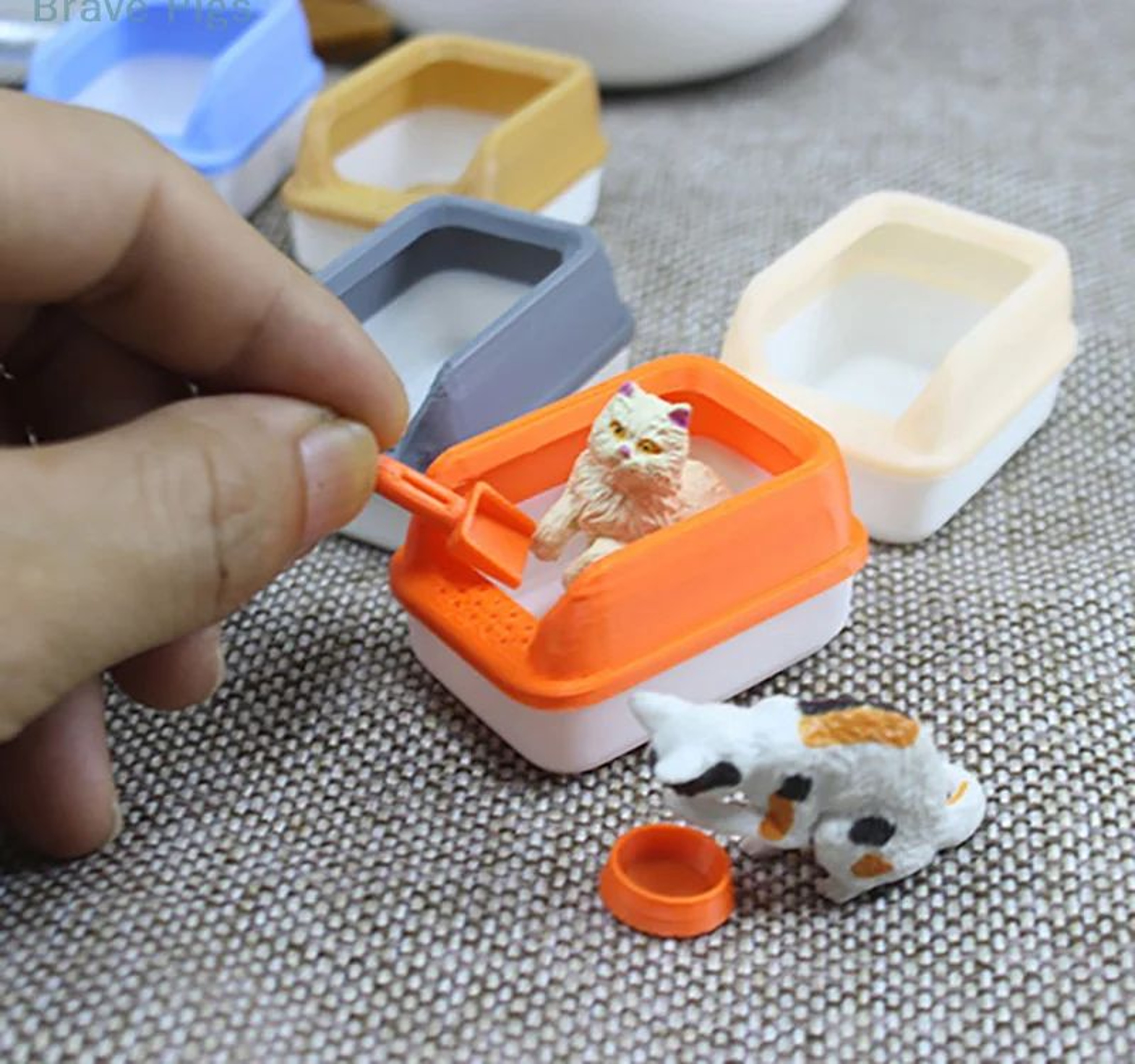 Mini Cat Litter Box Dollhouse Accessory Set 3