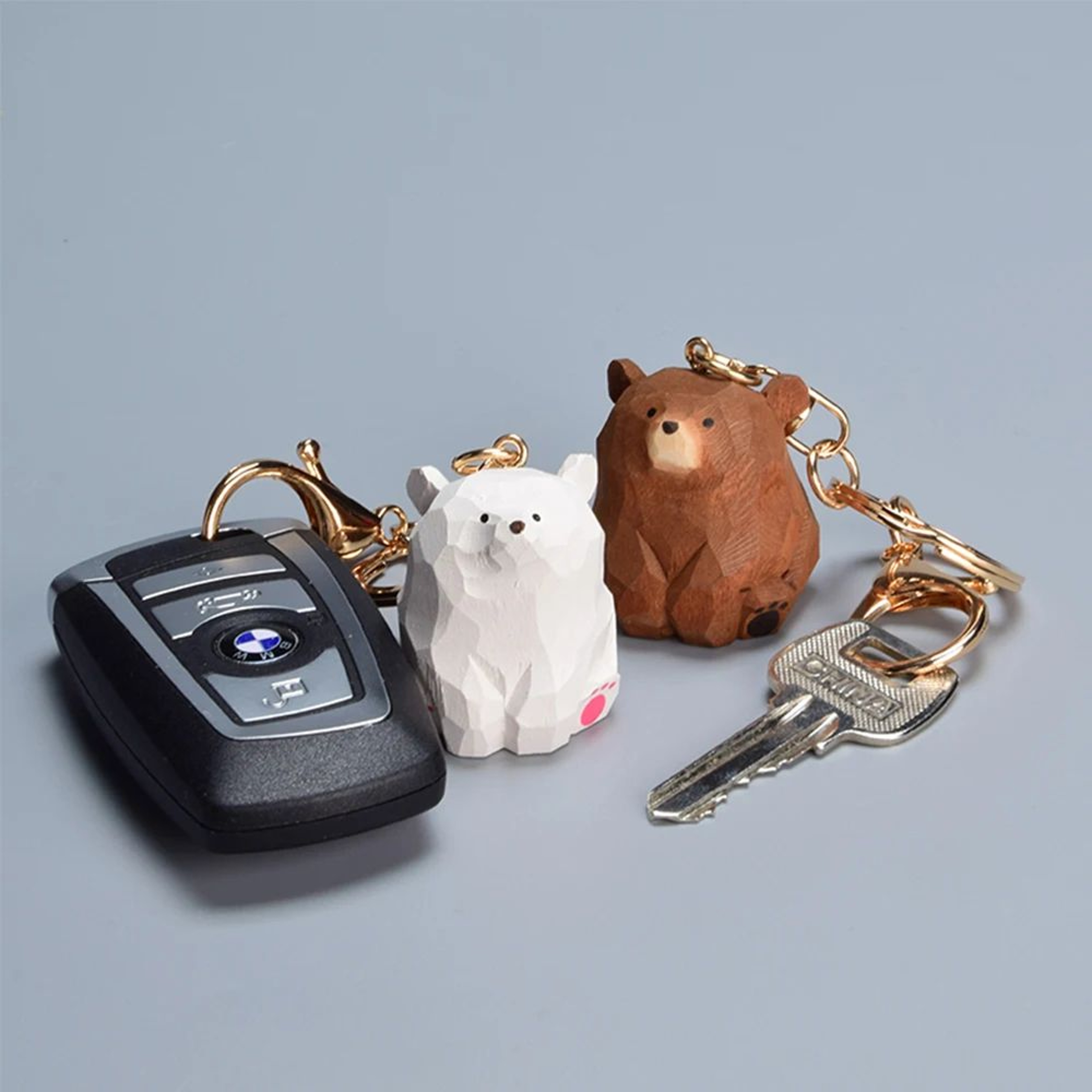Cute Wooden Bear Keychain Cartoon Pendant 3