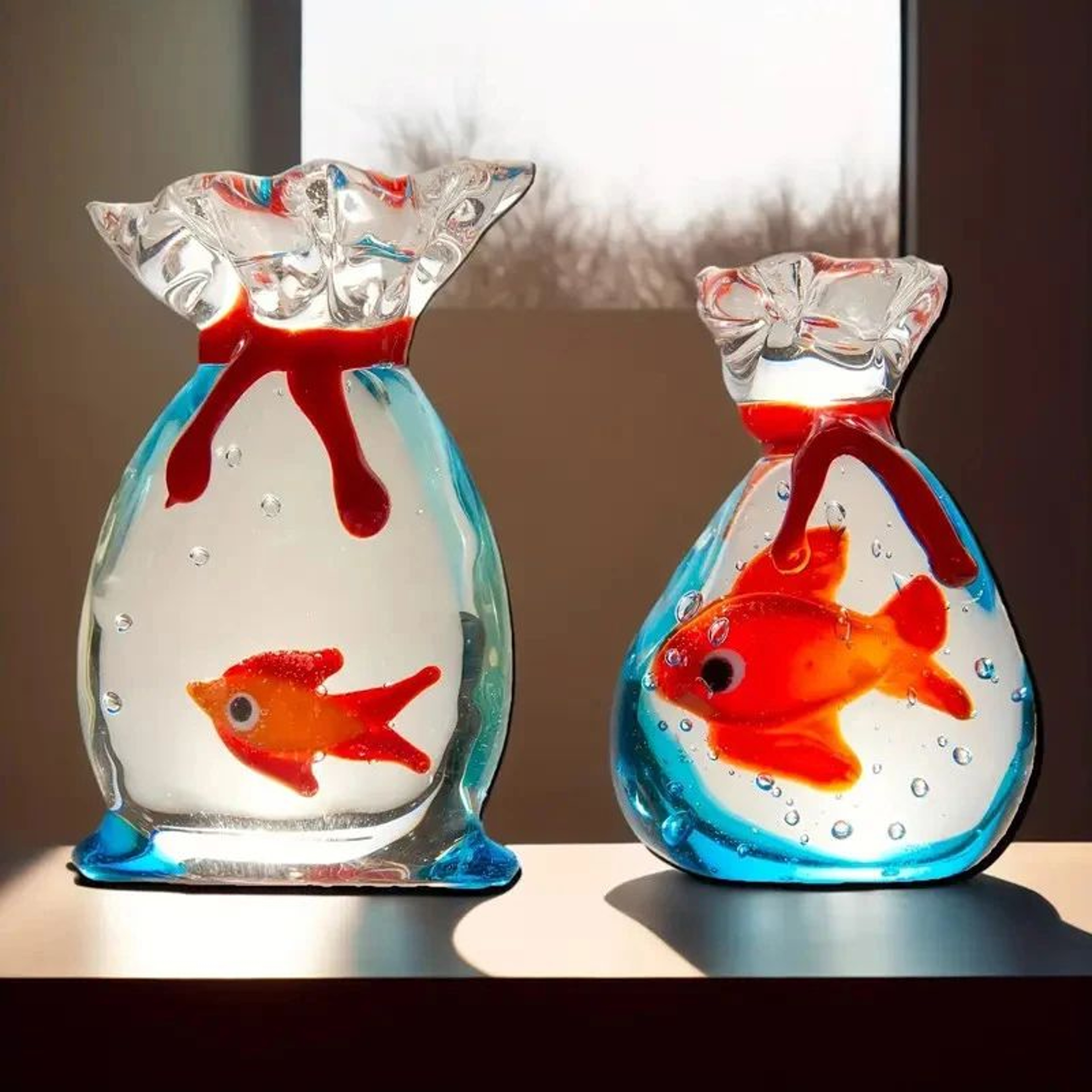 Handcrafted Glass Pocket Fish Figurine Mini Colorful Desktop Decor 1
