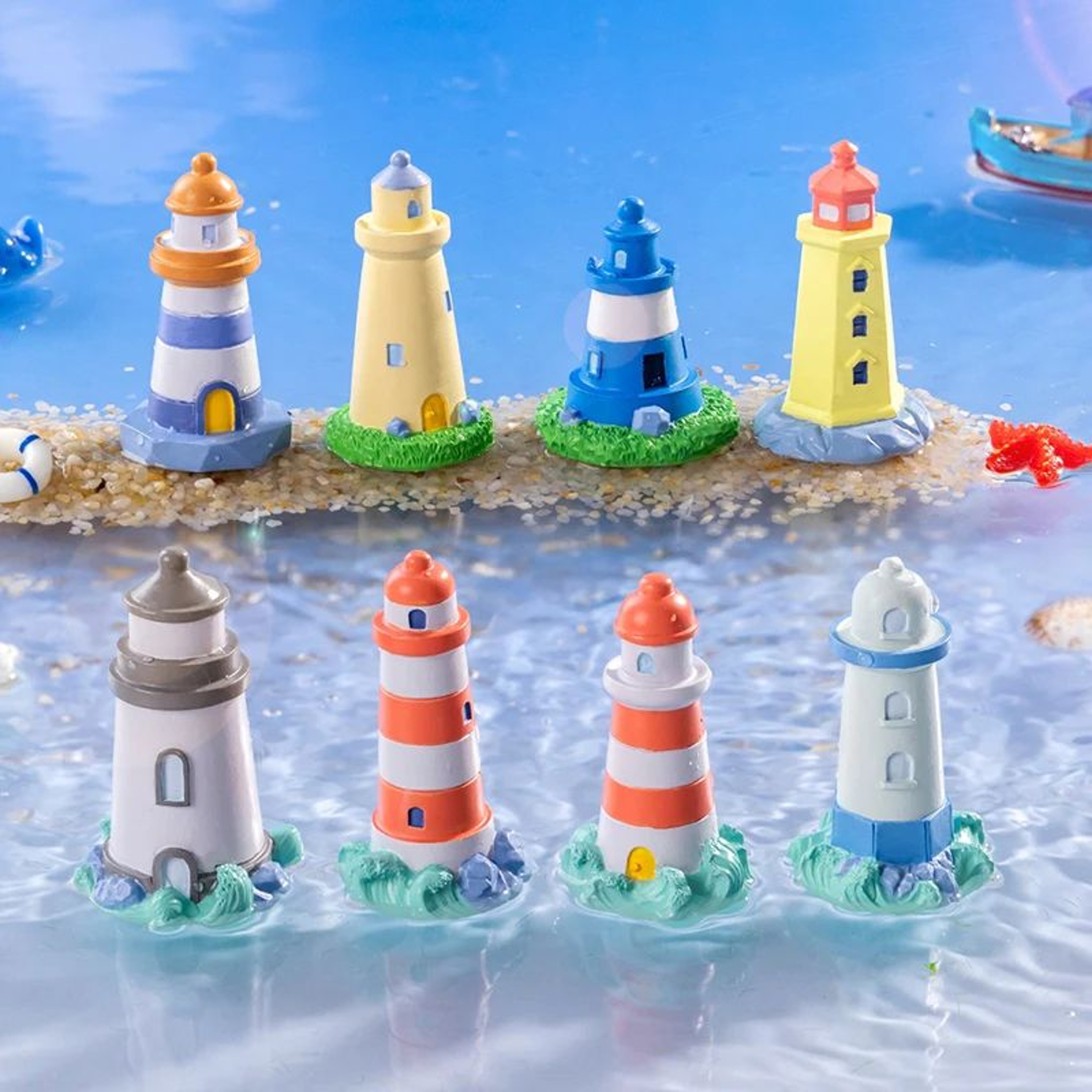 Mini Ocean Lighthouse Figurine Resin Decor For Fairy Garden 1