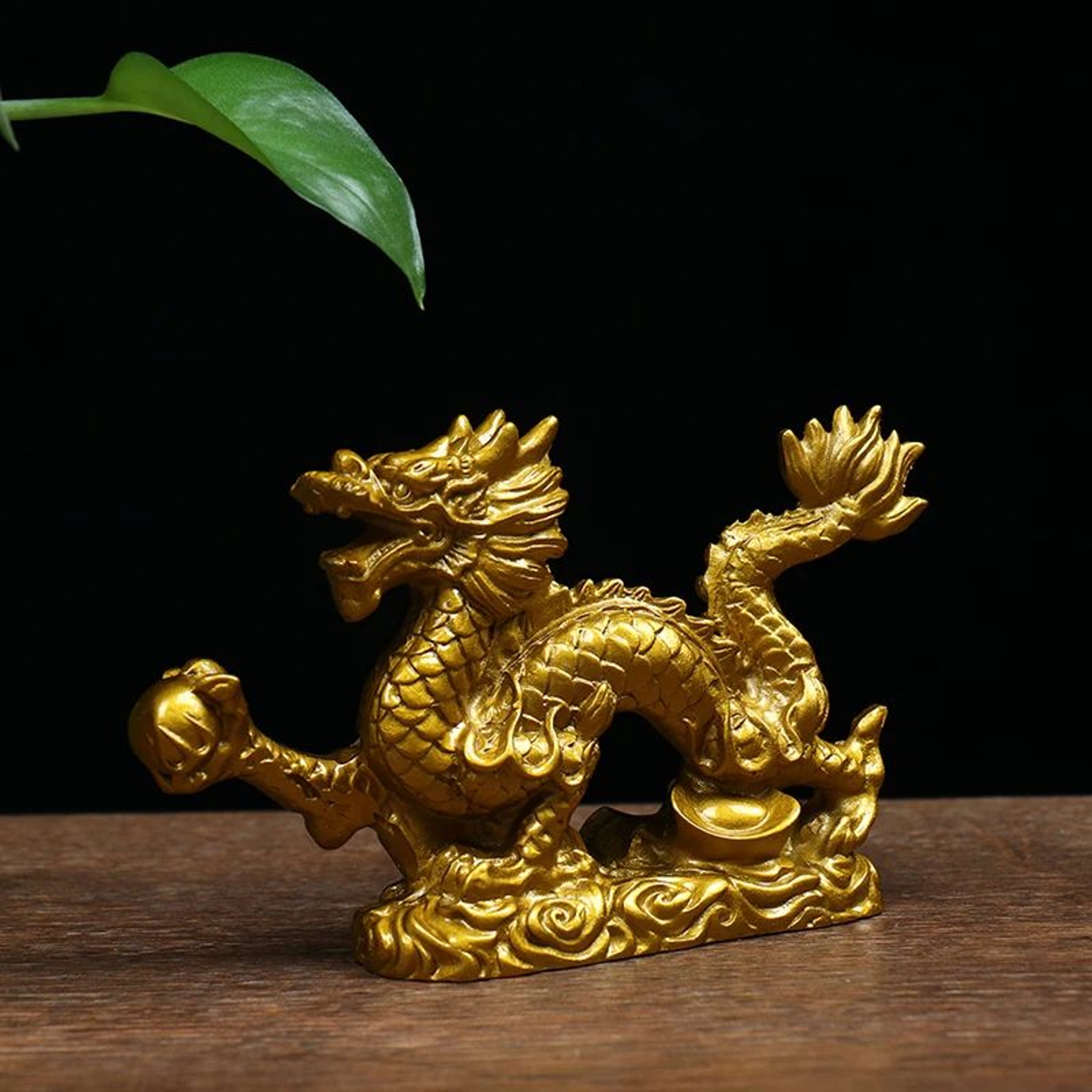 Golden Chinese Dragon Figurine Zodiac Lucky Desktop Decor 5