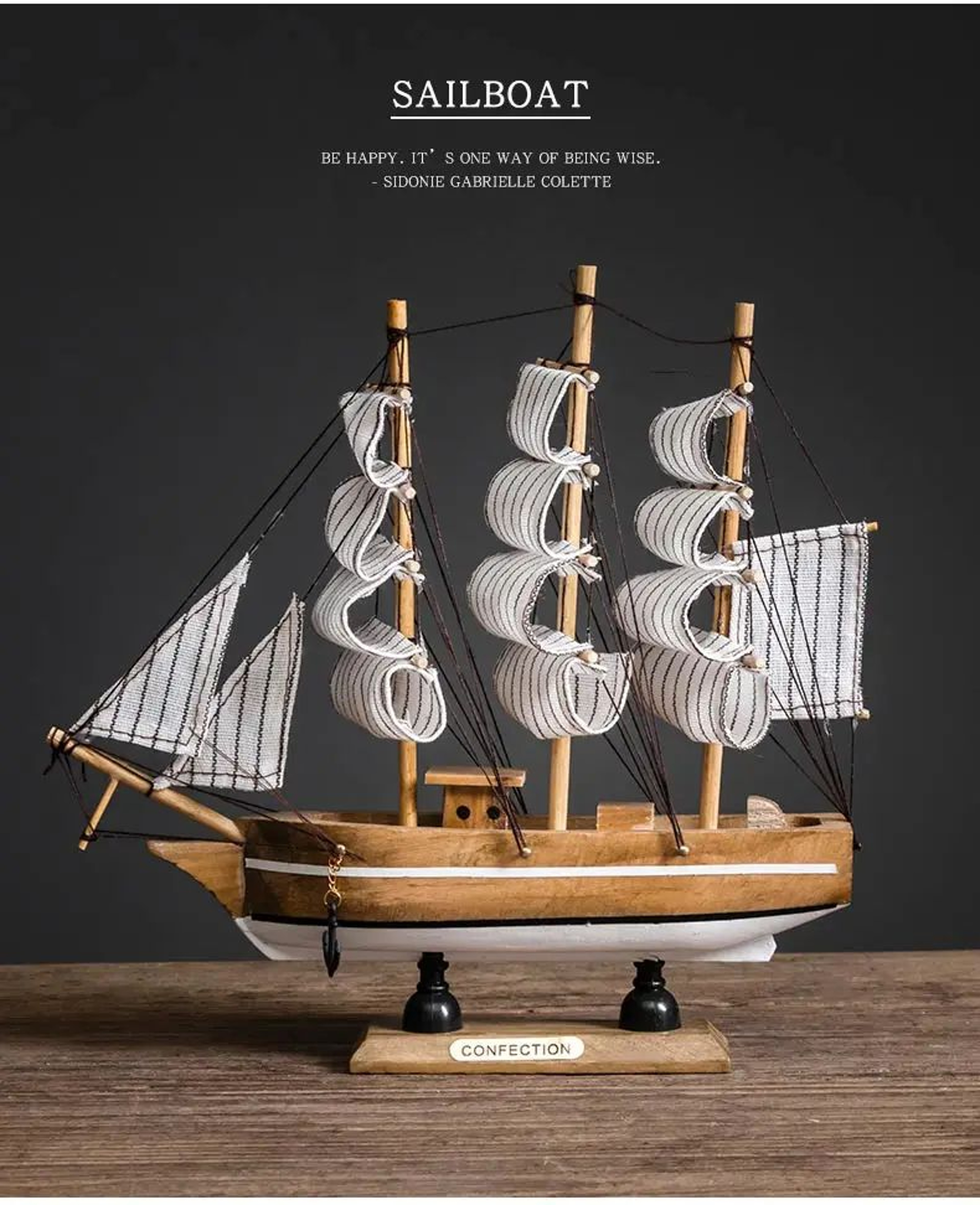 Wooden Sailboat Mediterranean Decor 7
