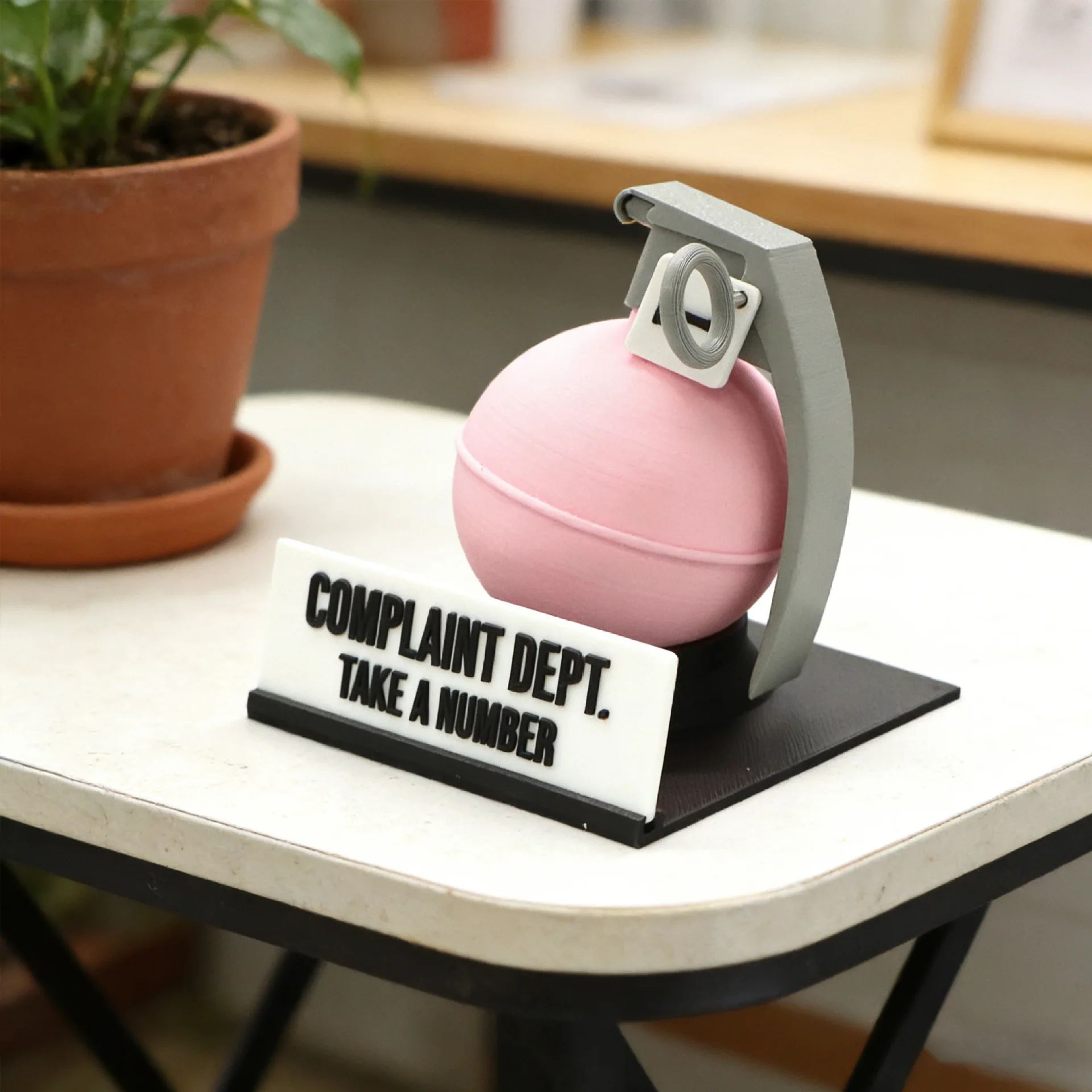 Funny Complaint Department Desk Grenade Sign 1