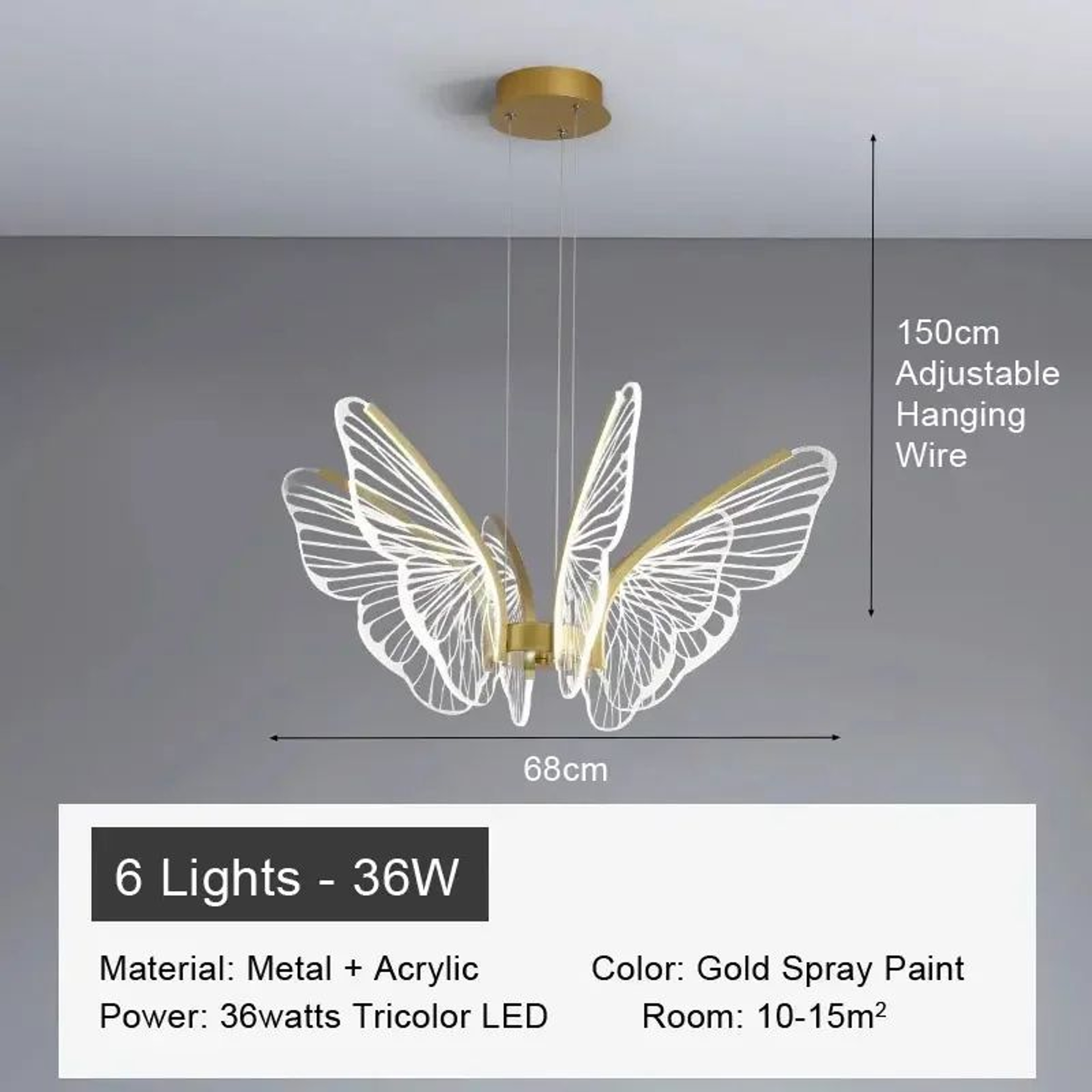 Minimalist Butterfly Acrylic Chandelier 16
